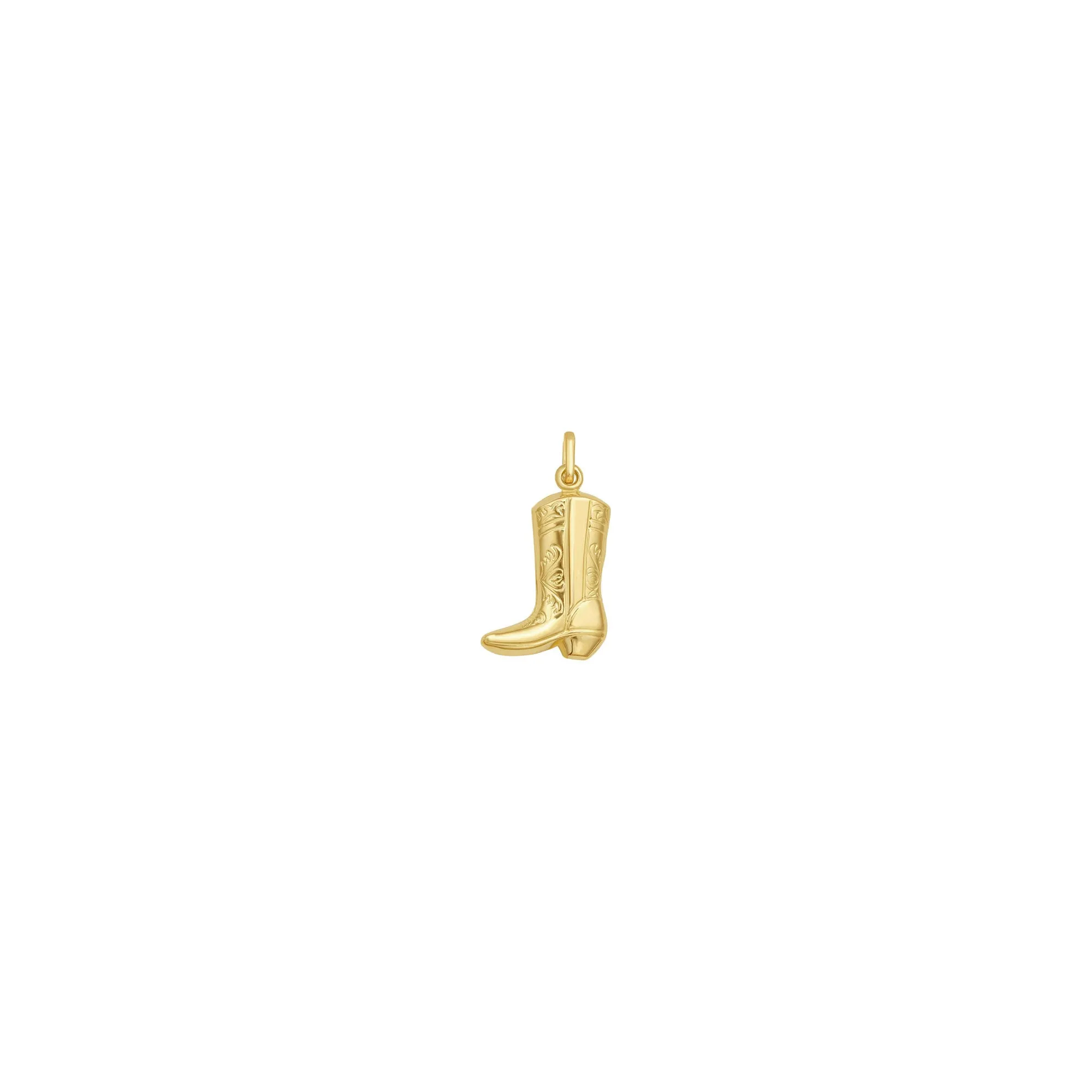 Brogue Saddle Vamp Cowboy Western Boot Pendant (14K)