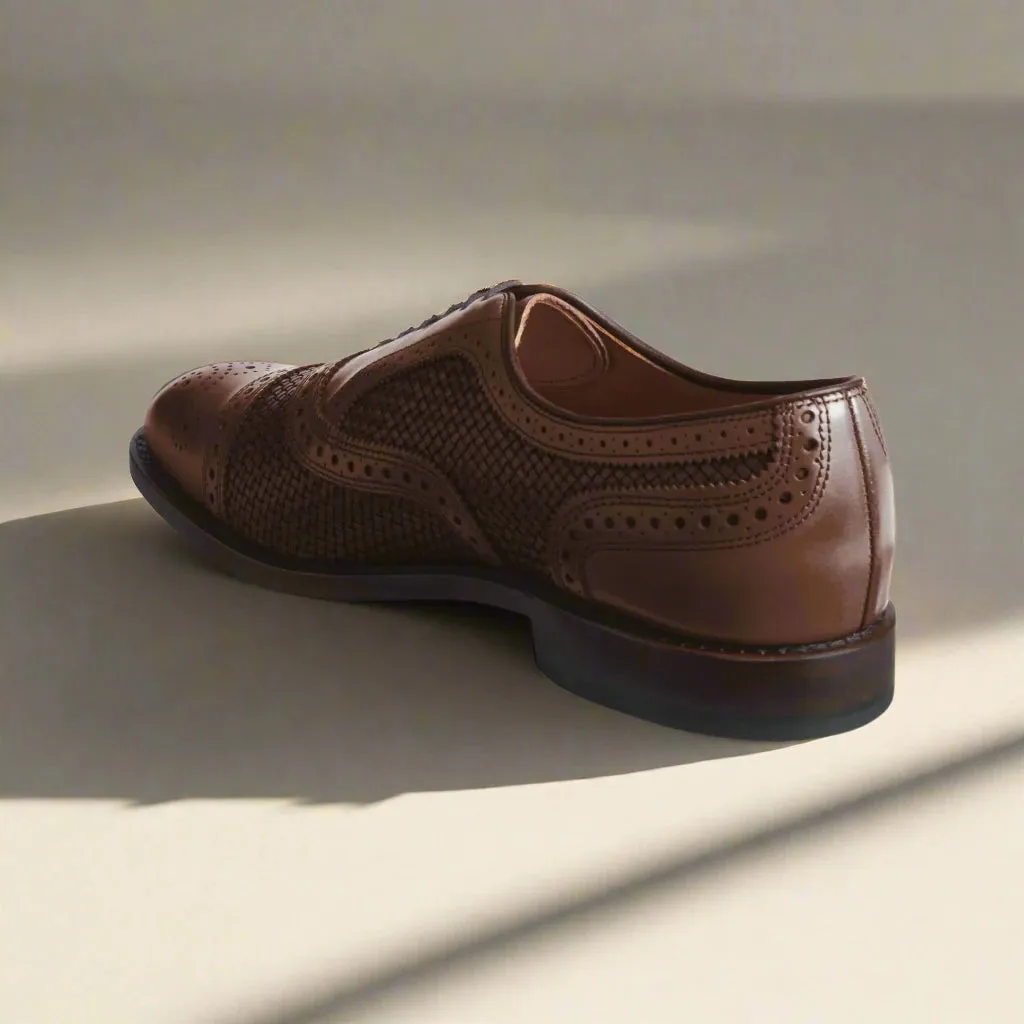 Brown Braided Leather Morice Brogue Oxfords - Formals Shoes