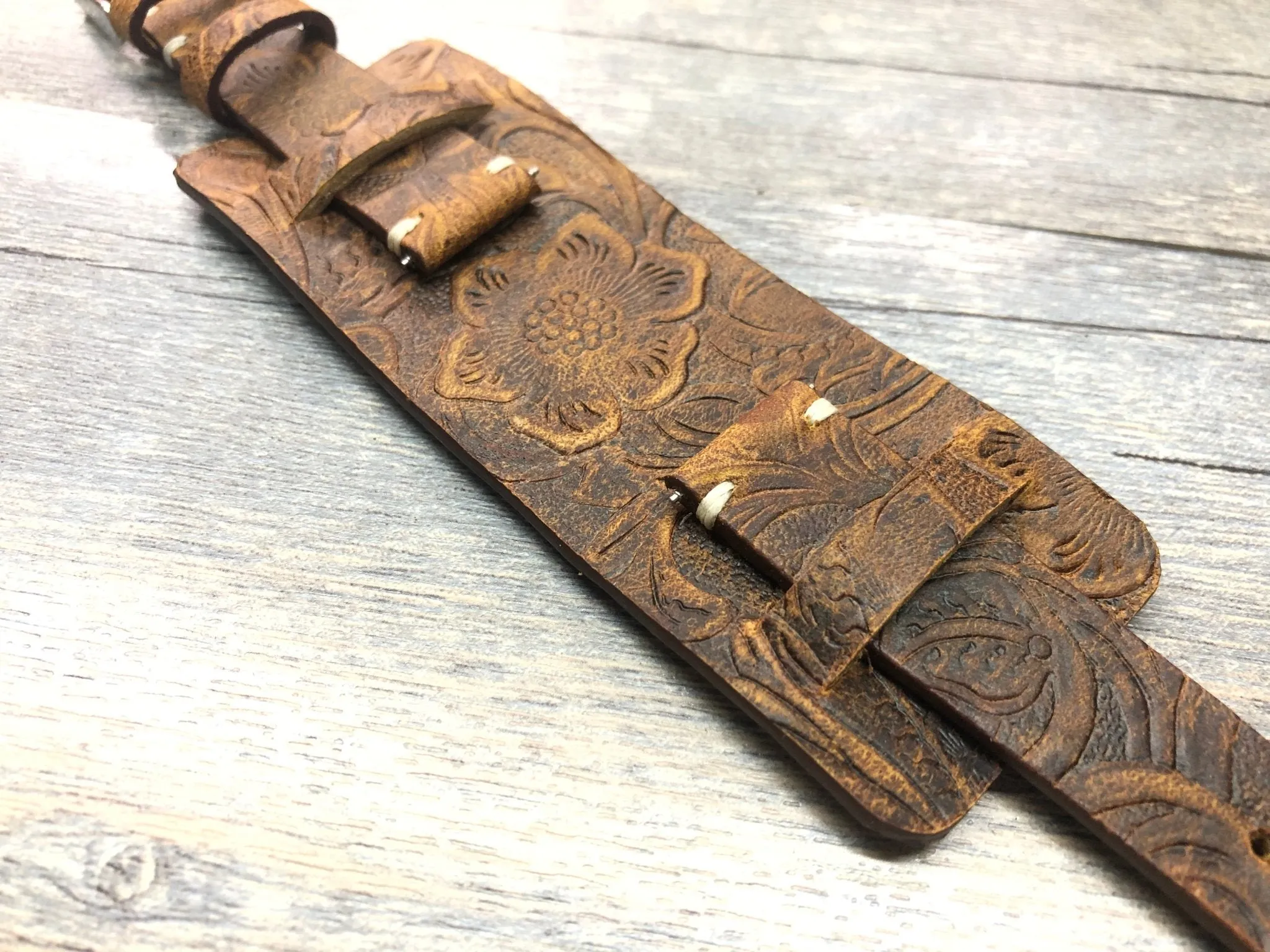 Brown Genuine Leather Bund Strap 18mm 19mm 20mm, Leather Engraving Watch Band, wrist watch band replacement for 21mm lug, Christmas Gift ideas for Husband