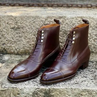 Brown Leather Barletta Lace Up Brogue Oxford Boots - Boots