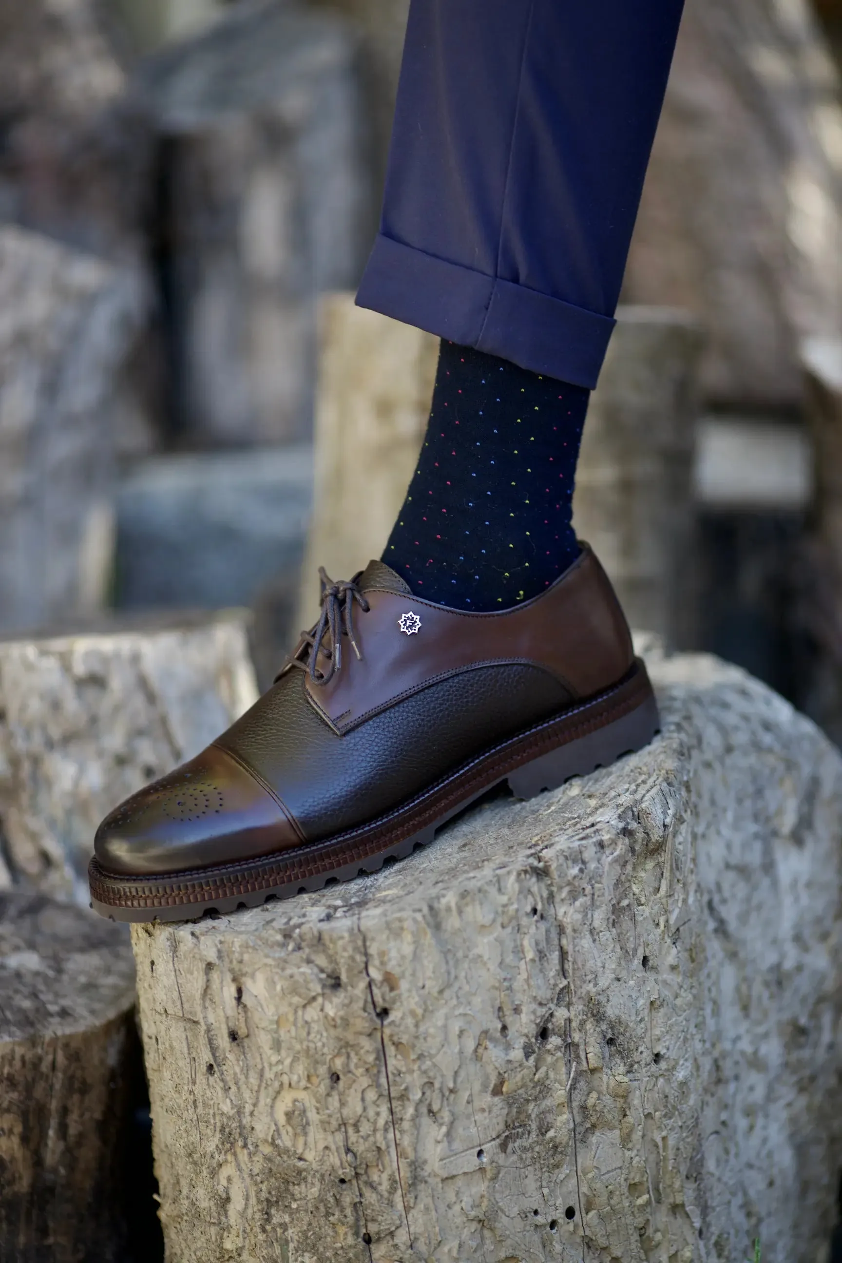 Brown Toe Brogue Derby Laces