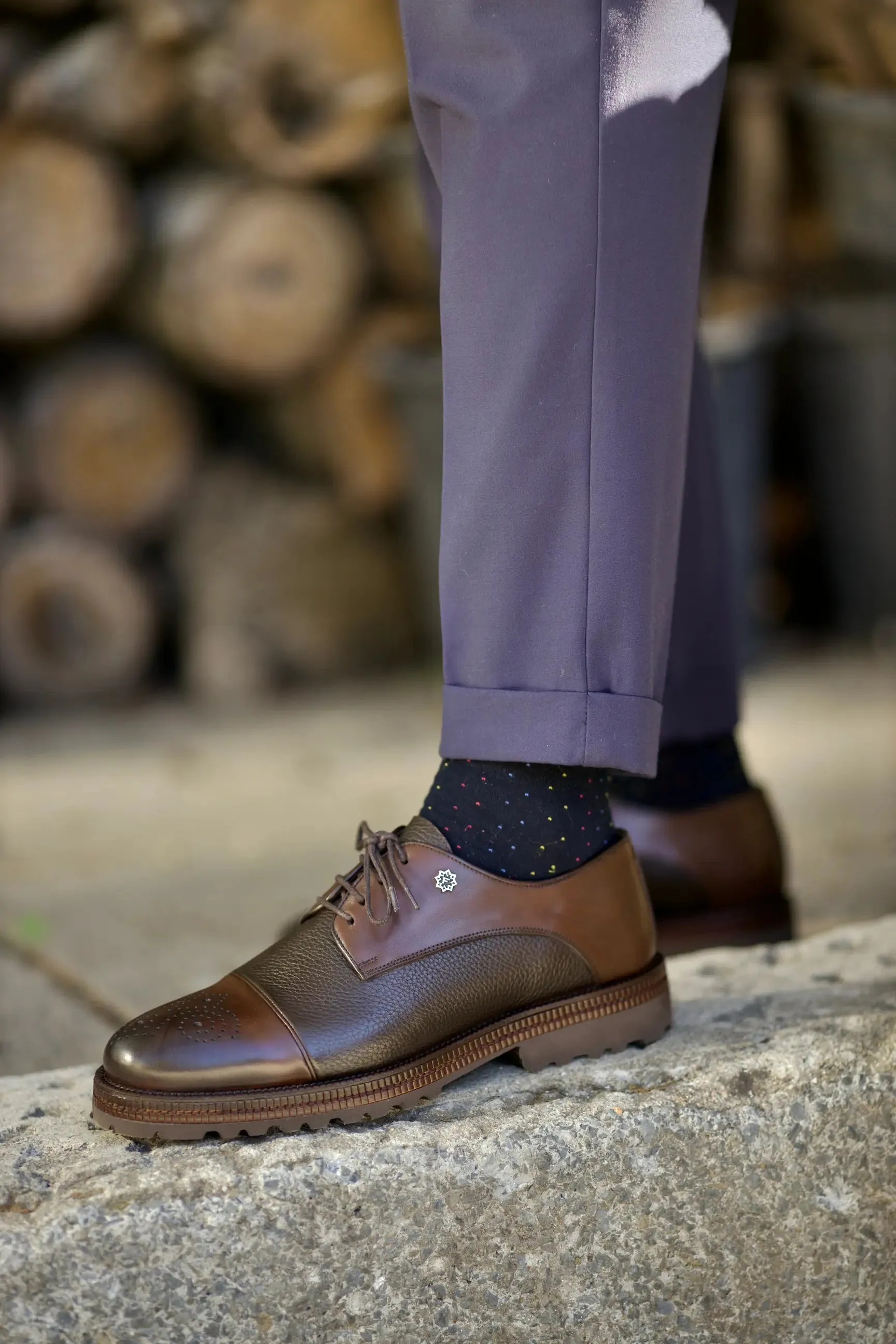 Brown Toe Brogue Derby Laces