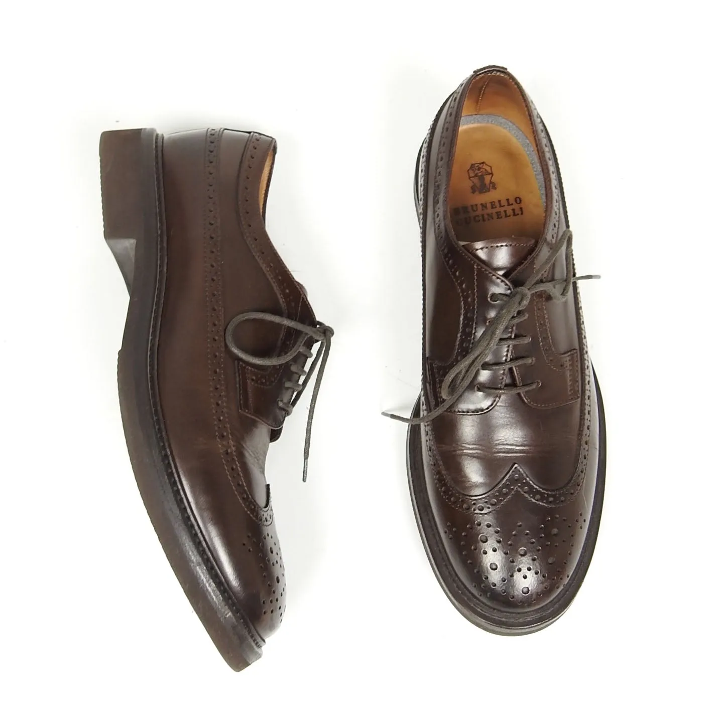 Brunello Cucinelli Brown Leather Brogue Size 42.5