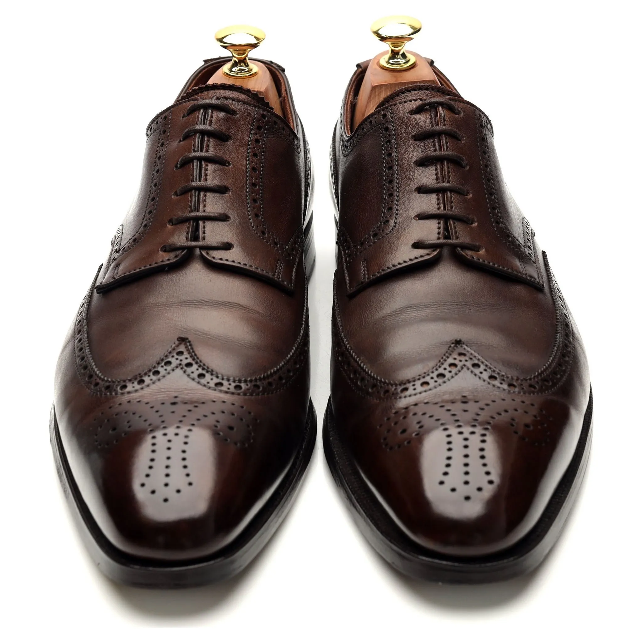 'Brunswick' Dark Brown Leather Derby Brogue UK 8 E