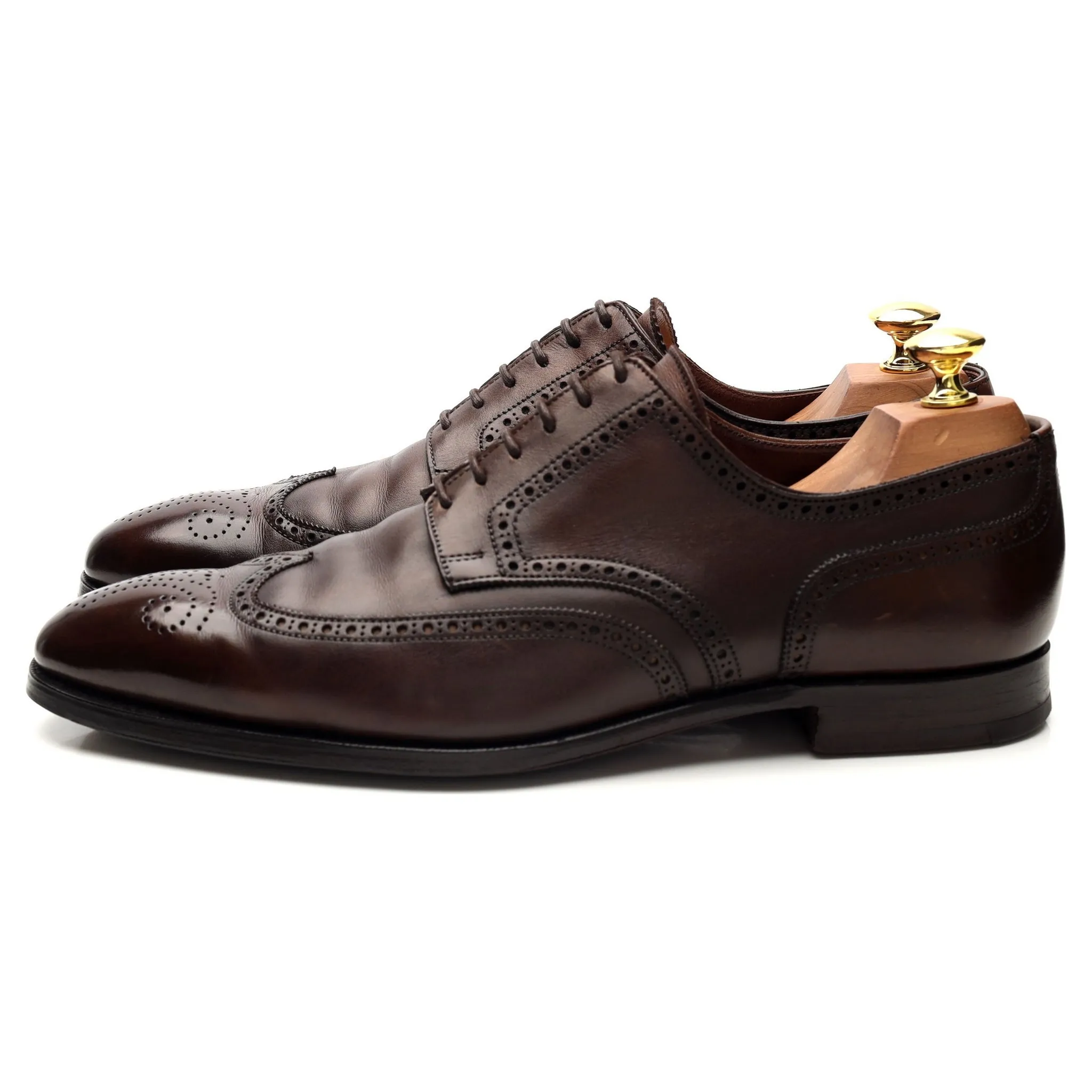 'Brunswick' Dark Brown Leather Derby Brogue UK 8 E