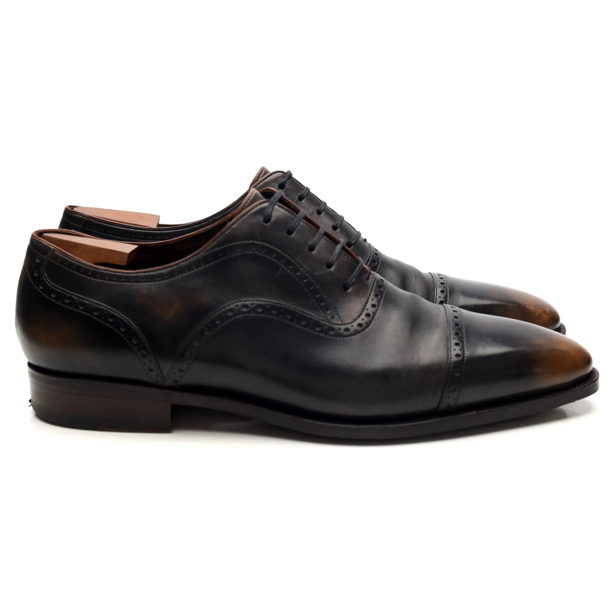 'Bucy' Two Tone Black & Brown Leather Oxford Brogue UK 8.5