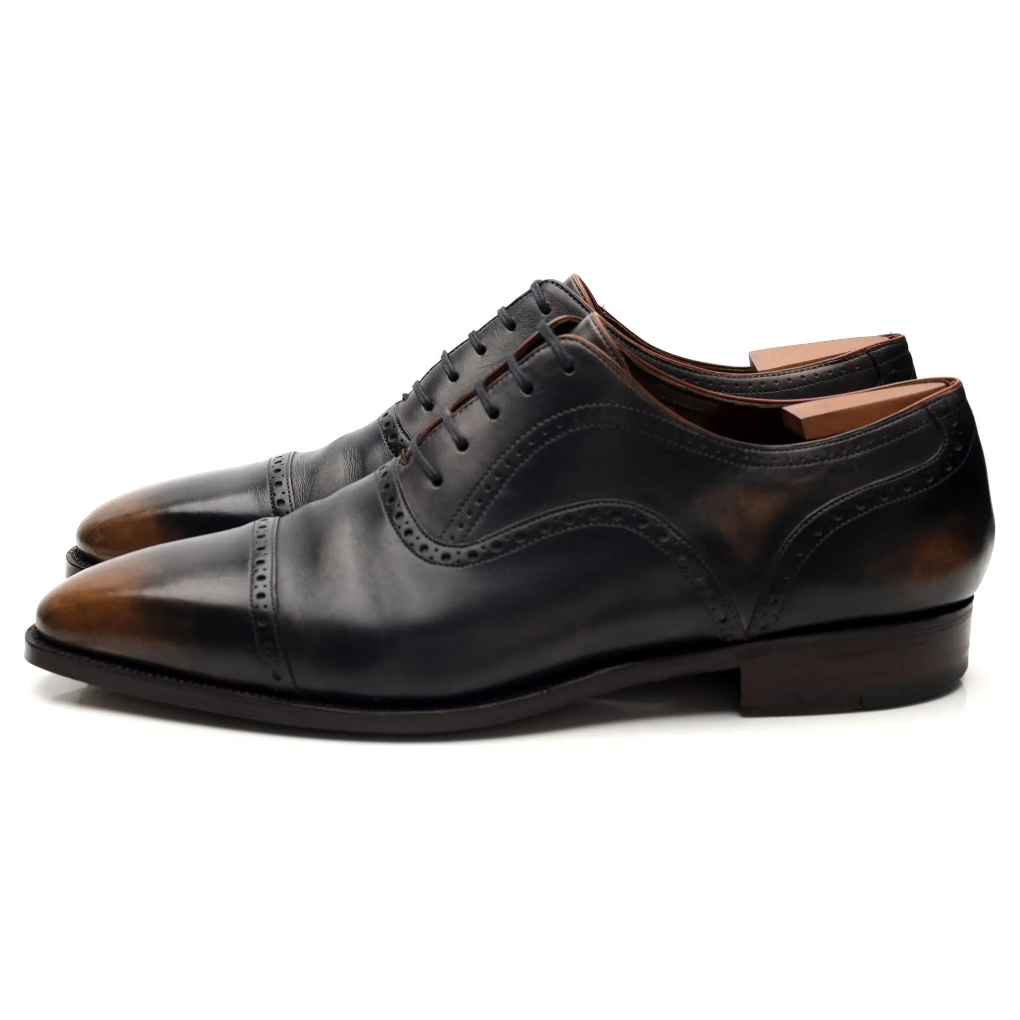 'Bucy' Two Tone Black & Brown Leather Oxford Brogue UK 8.5