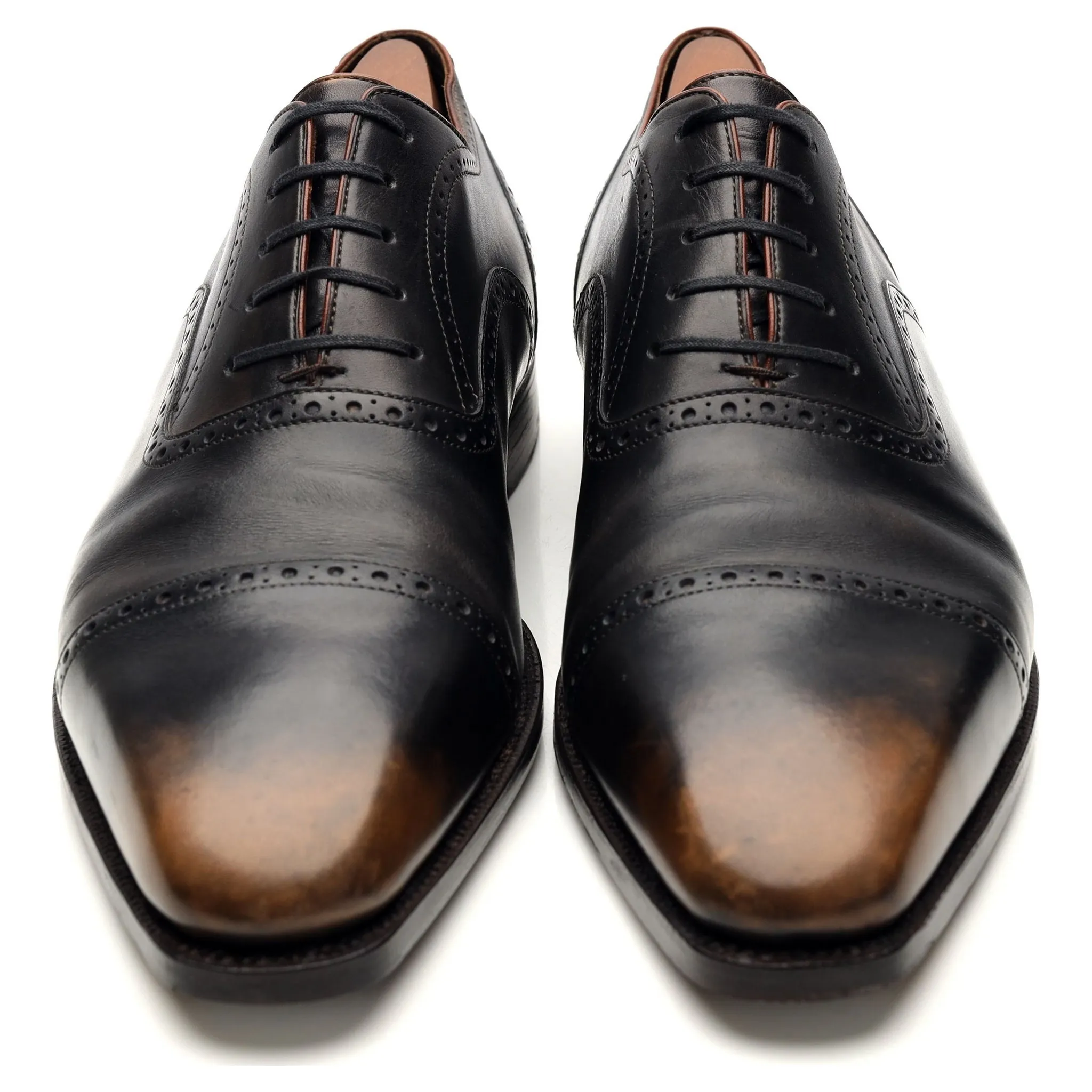 'Bucy' Two Tone Black & Brown Leather Oxford Brogue UK 8.5