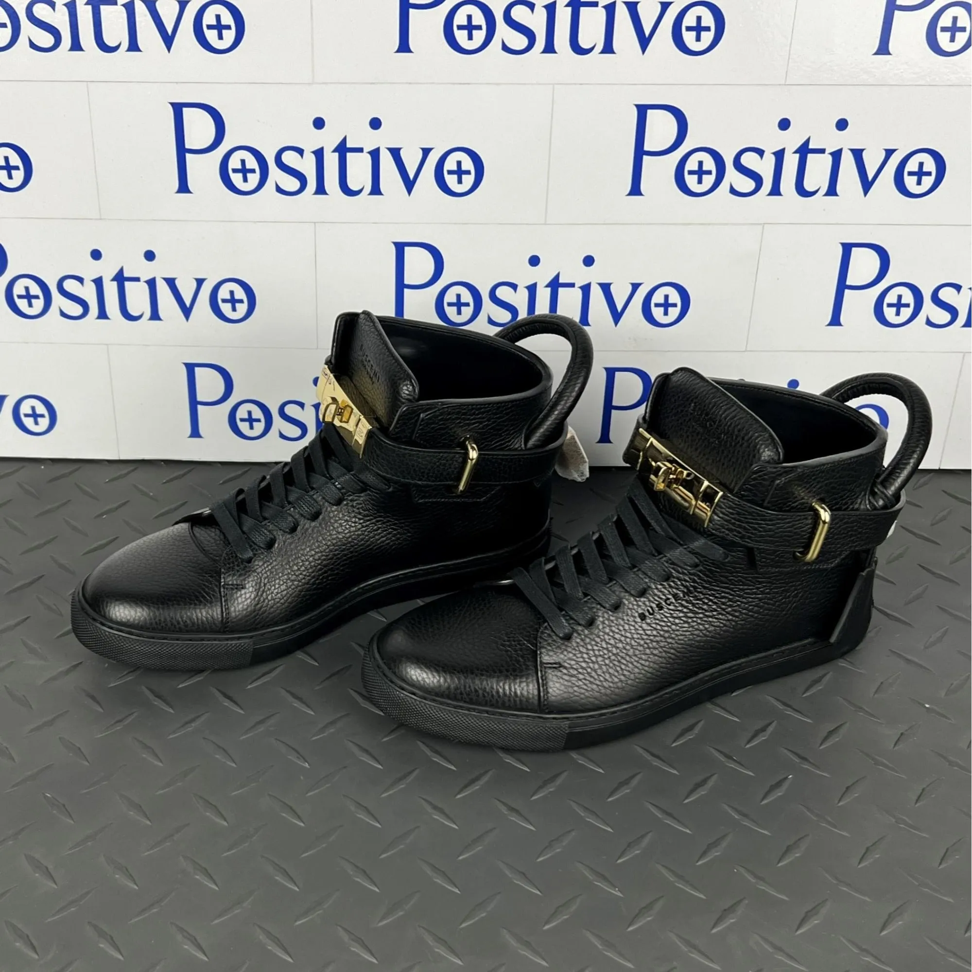 Buscemi Mens 100MM Black Leather Sneakers SAMPLE