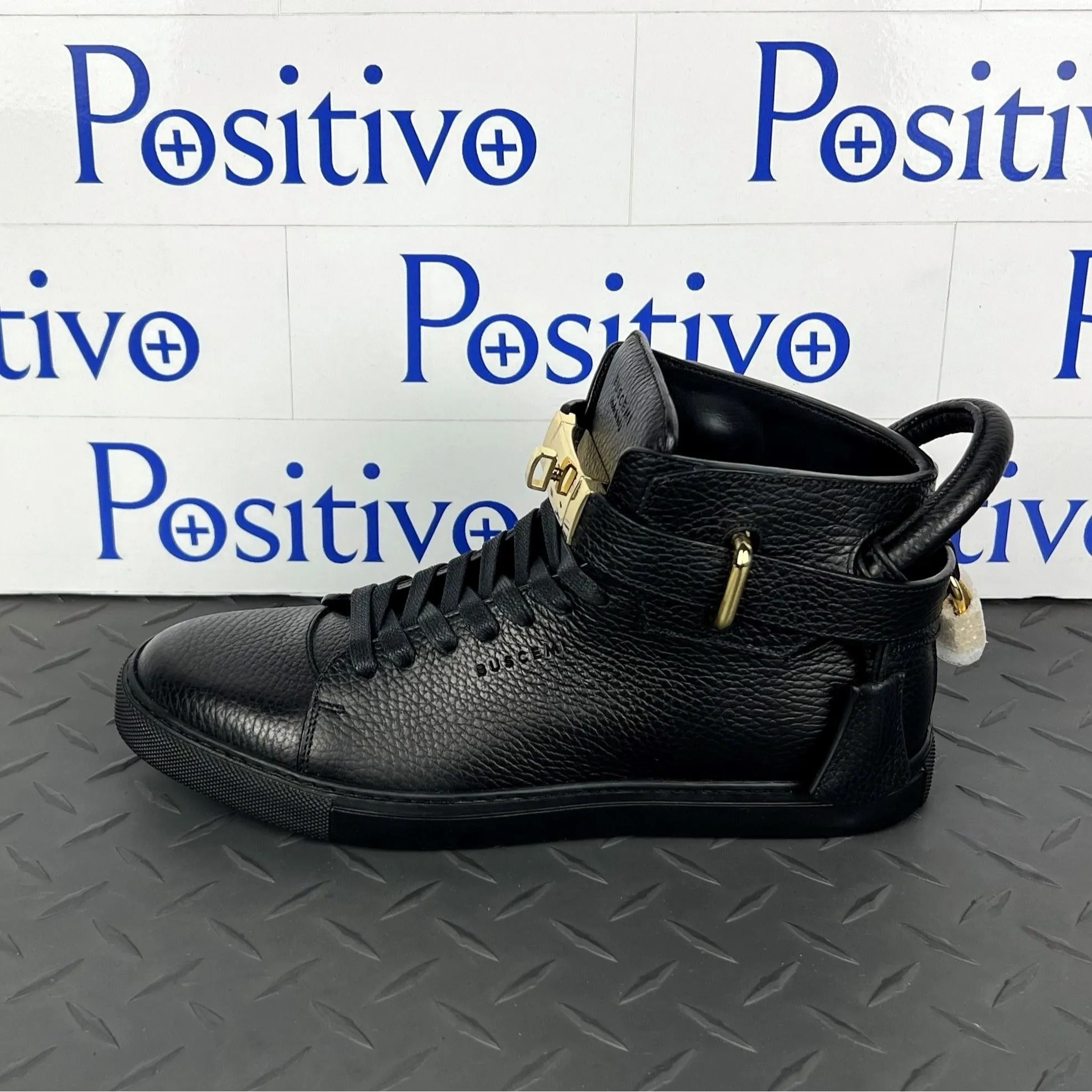 Buscemi Mens 100MM Black Leather Sneakers SAMPLE