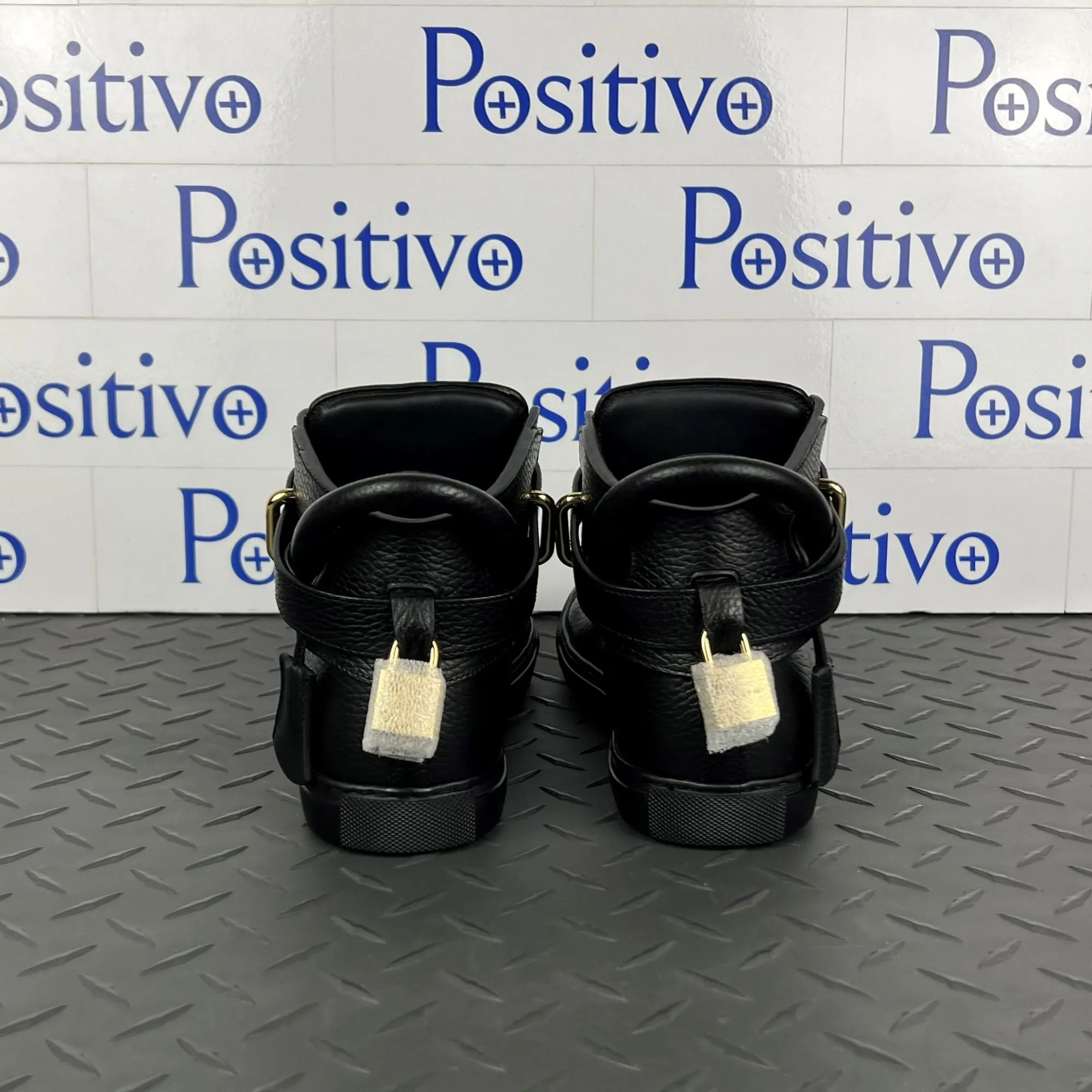 Buscemi Mens 100MM Black Leather Sneakers SAMPLE