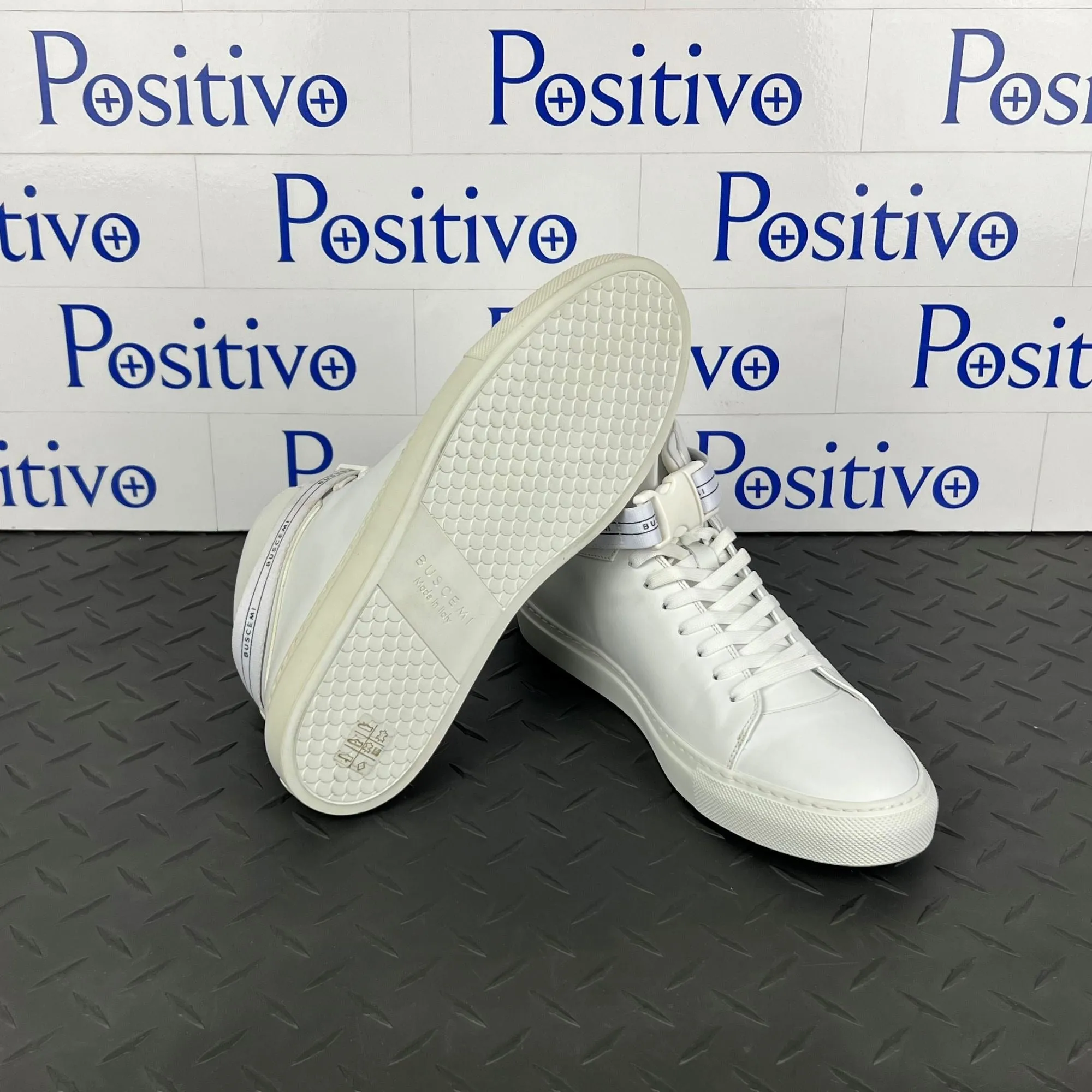 Buscemi Mens 100MM SPORT White Leather Sneakers Sample w/ Defect