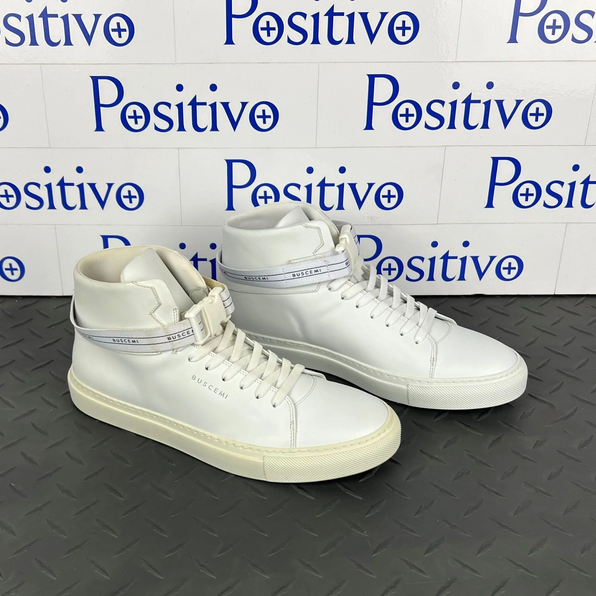 Buscemi Mens 100MM SPORT White Leather Sneakers Sample w/ Defect