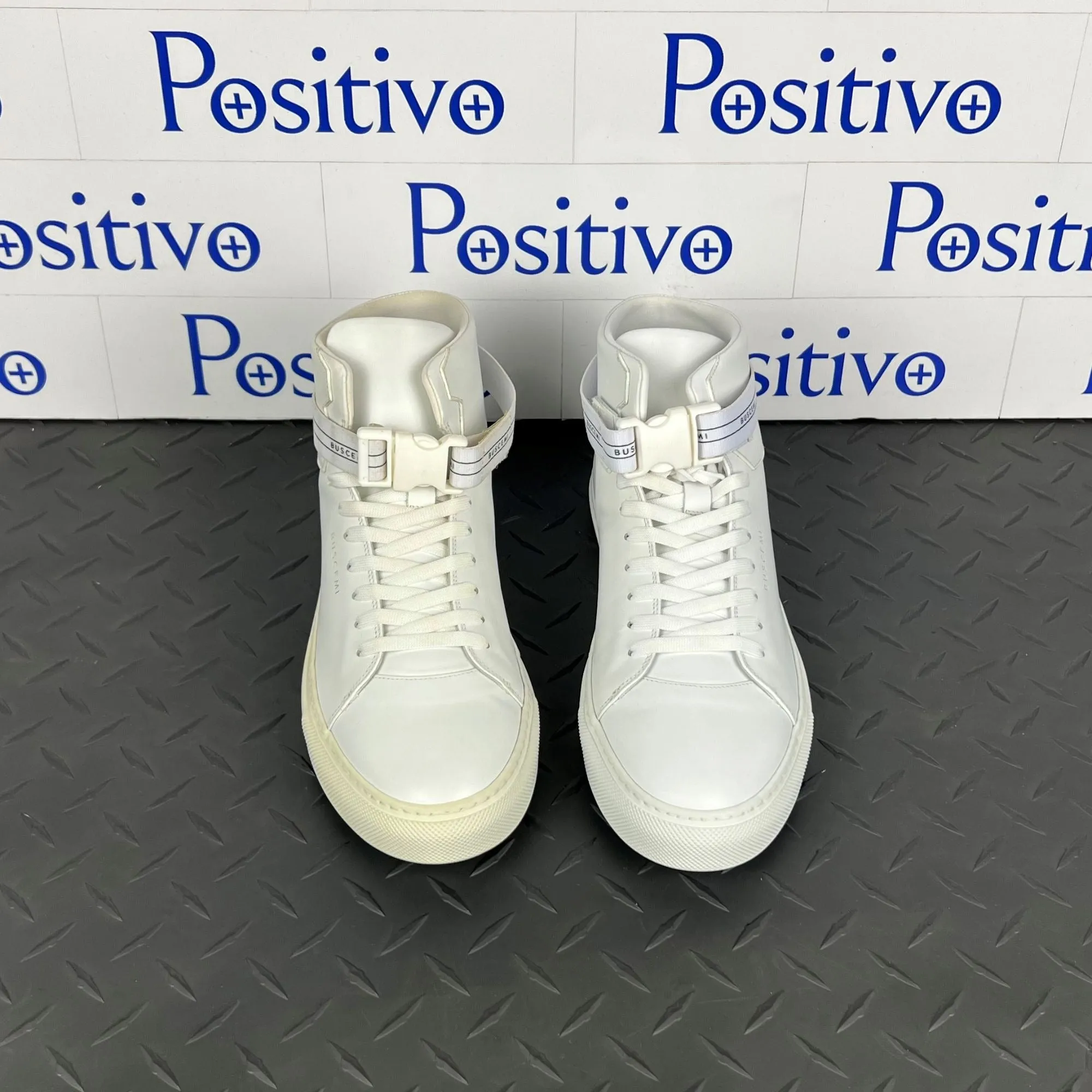 Buscemi Mens 100MM SPORT White Leather Sneakers Sample w/ Defect