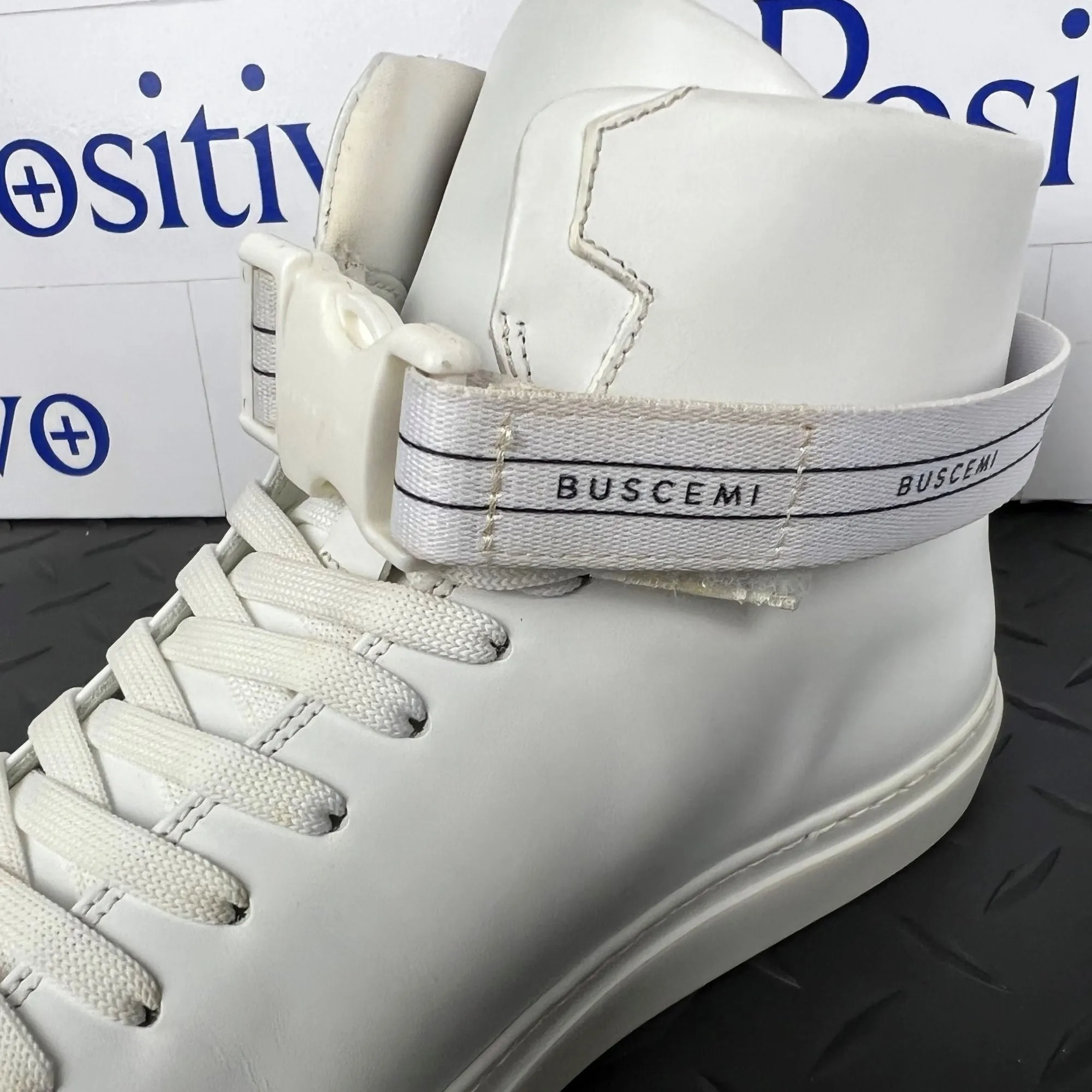 Buscemi Mens 100MM SPORT White Leather Sneakers Sample w/ Defect