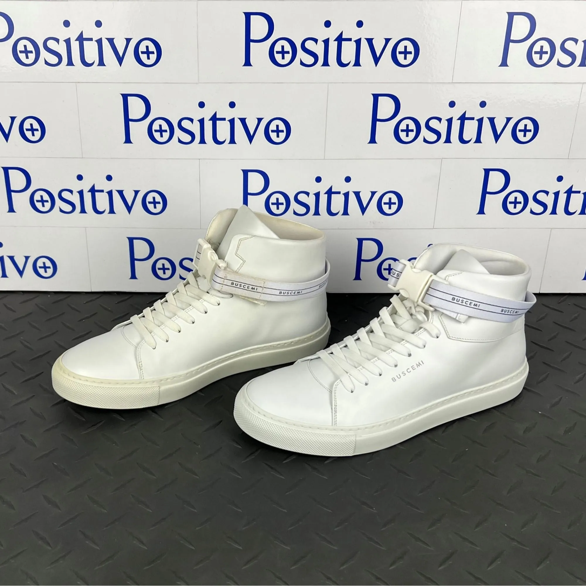 Buscemi Mens 100MM SPORT White Leather Sneakers Sample w/ Defect