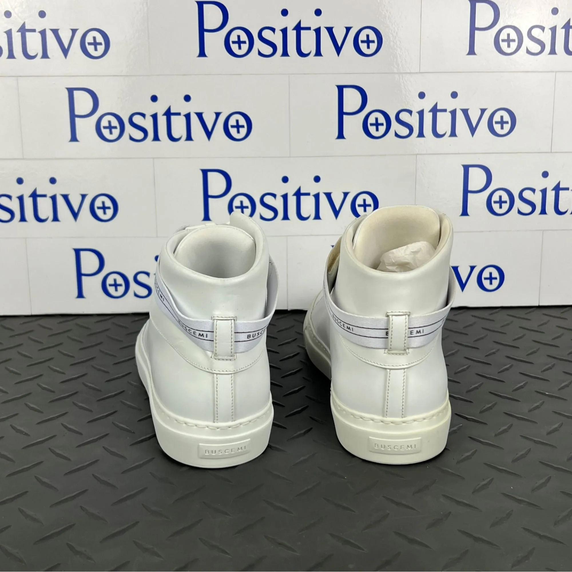 Buscemi Mens 100MM SPORT White Leather Sneakers Sample w/ Defect
