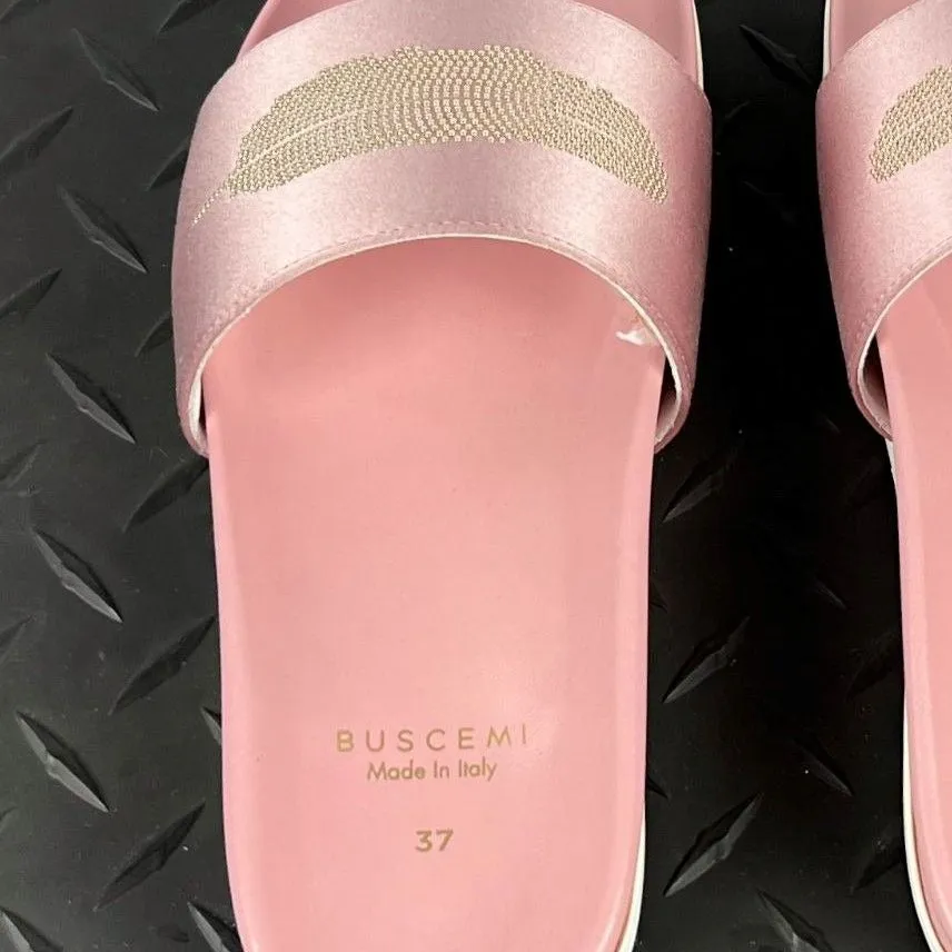 Buscemi Women's Slide Satin Dusty Pink Leather Sandals
