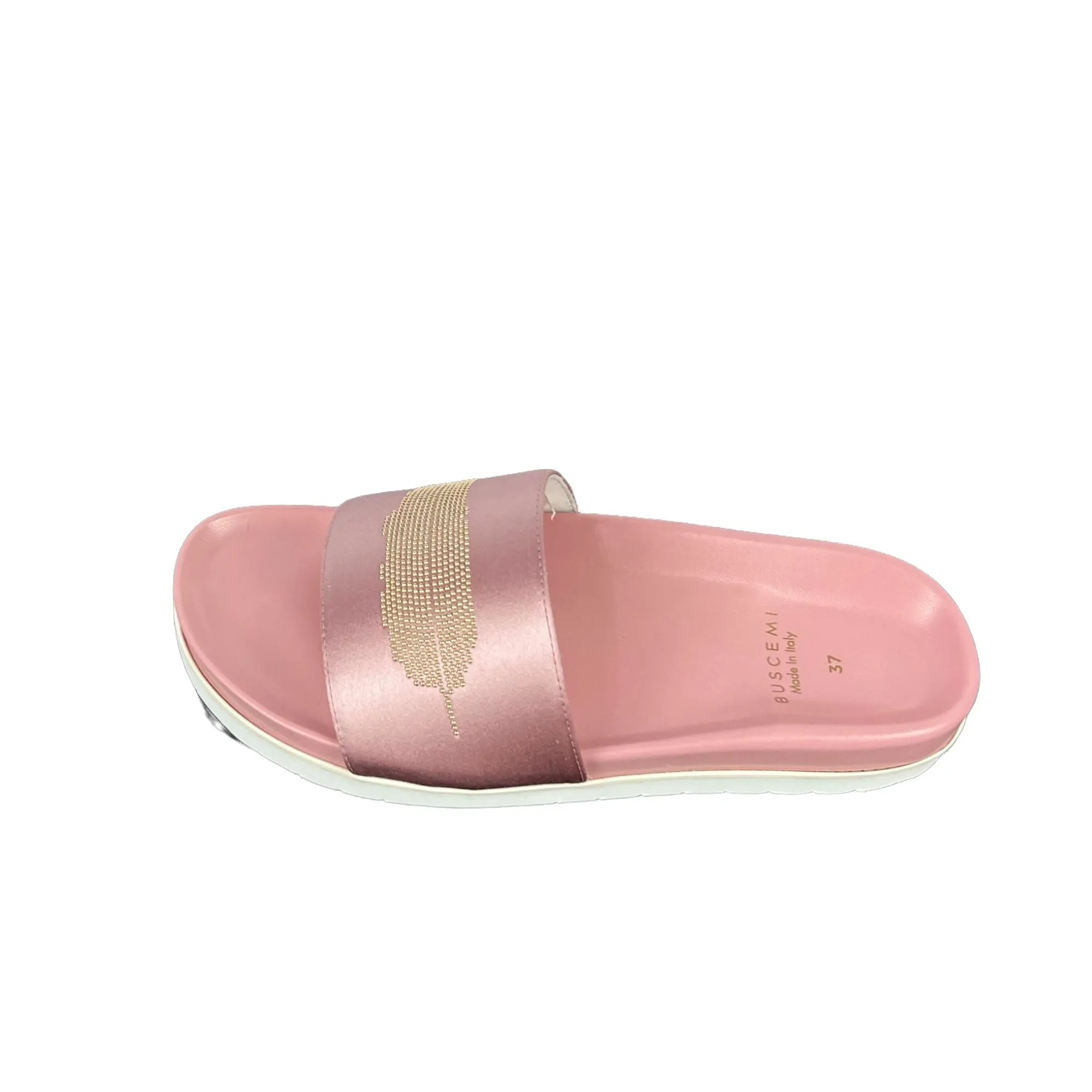Buscemi Women's Slide Satin Dusty Pink Leather Sandals