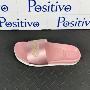 Buscemi Women's Slide Satin Dusty Pink Leather Sandals