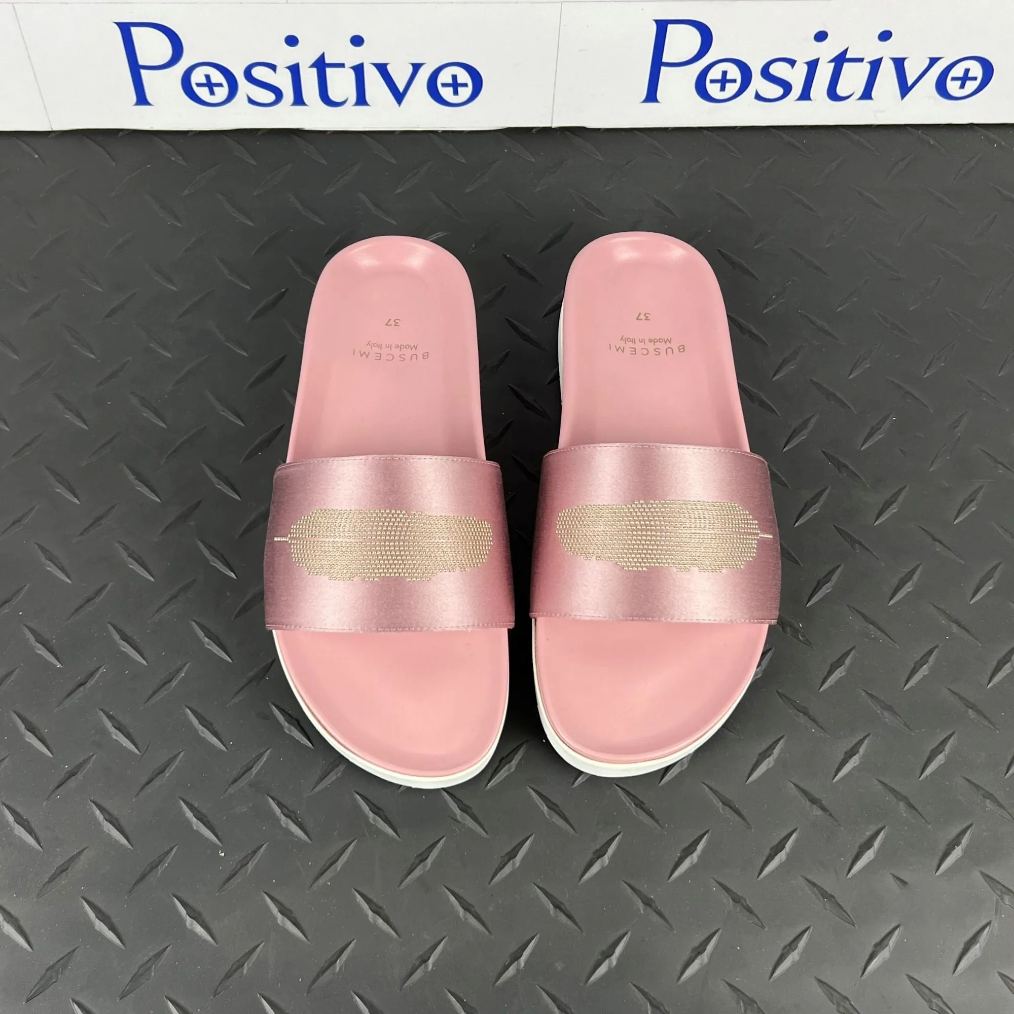 Buscemi Women's Slide Satin Dusty Pink Leather Sandals
