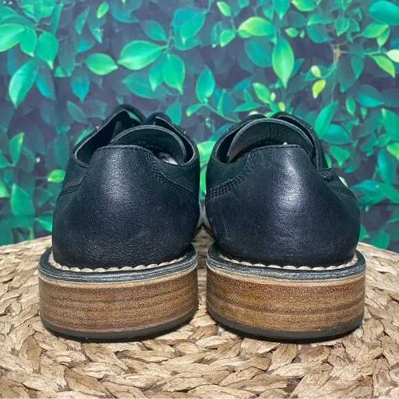 Camper black leather oxford lace