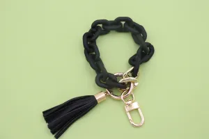 Candy-colored PVC Chain Tassel Wristlet Keychain Bracelets