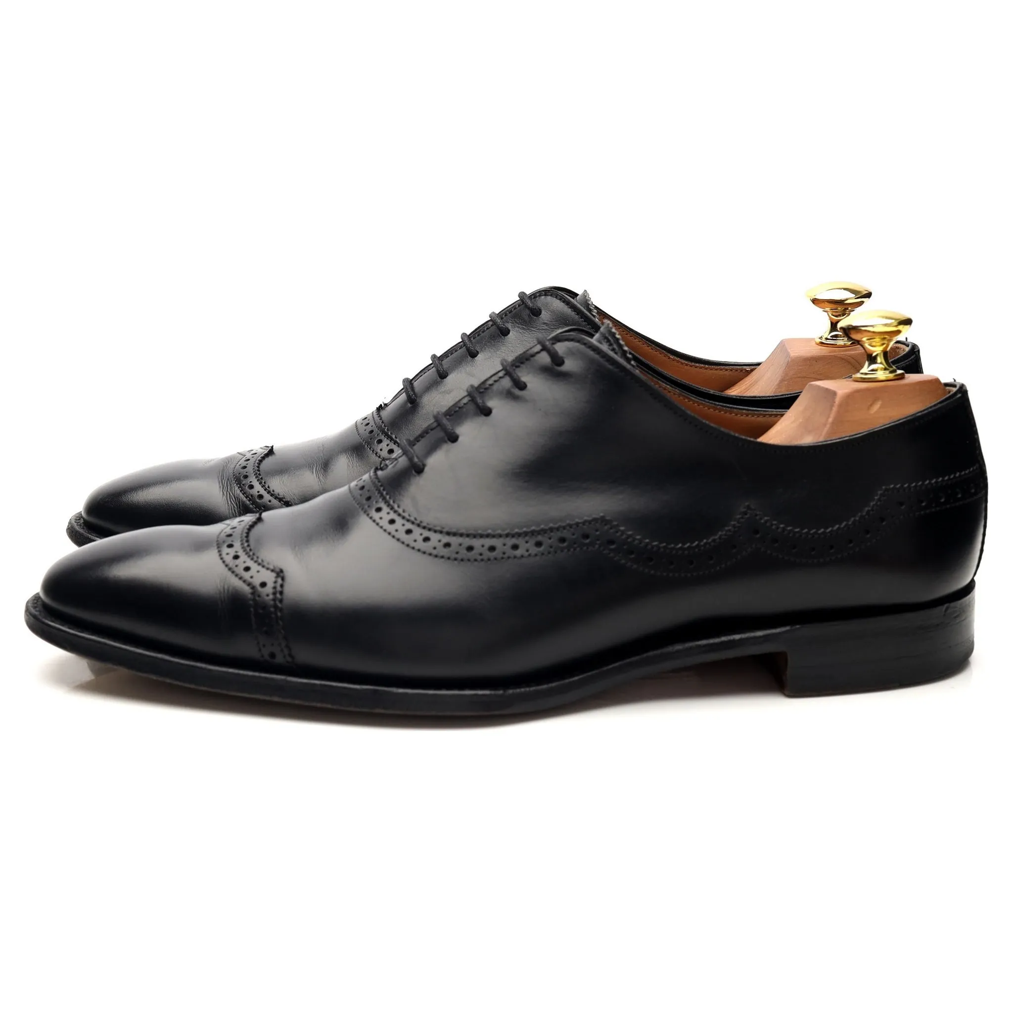 'Cardiff' Black Leather Oxford Brogue UK 8 F