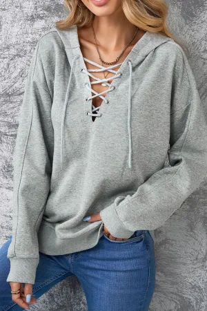 Carolina Lace Up Long Sleeve Hoodie