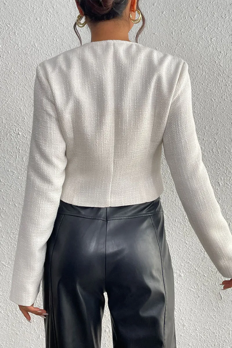 Casual Daily Solid Color Lace Up Contrast O Neck Outerwear