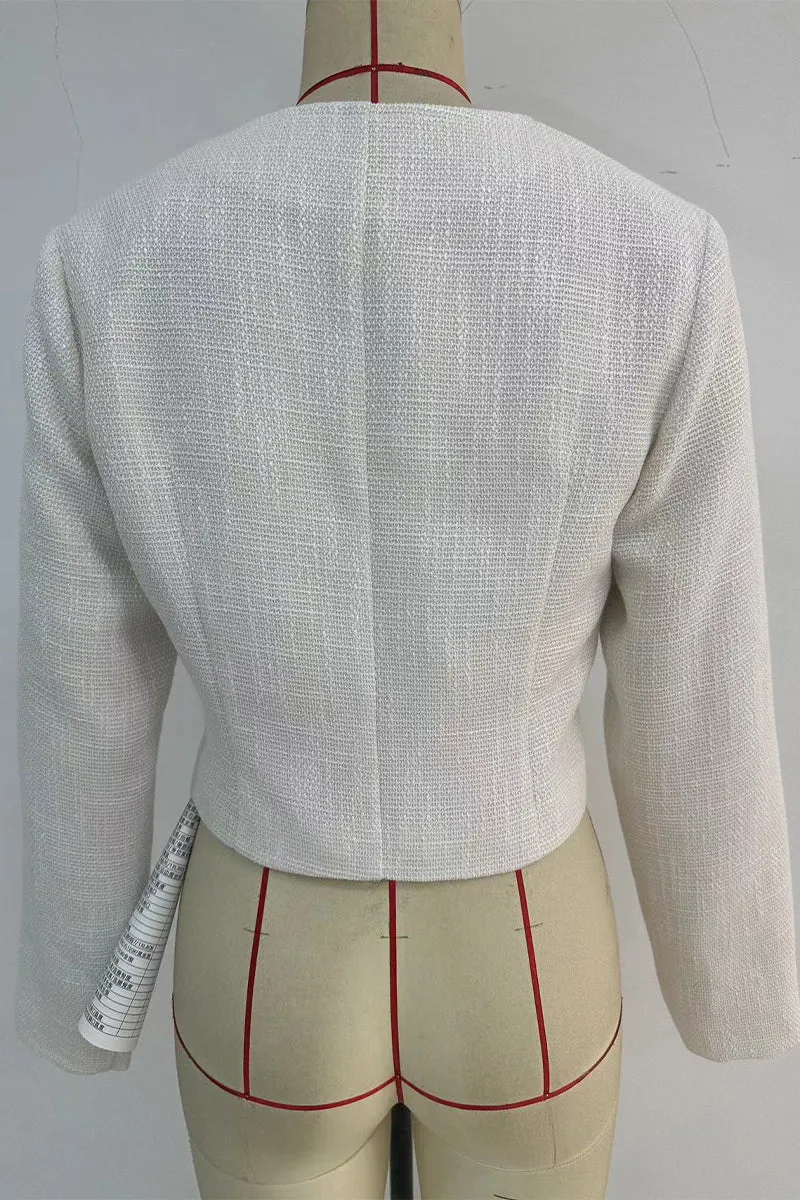 Casual Daily Solid Color Lace Up Contrast O Neck Outerwear