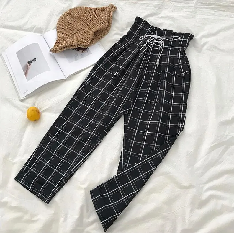 casual lace up ankle-length pants