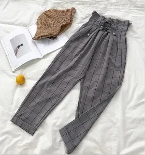casual lace up ankle-length pants