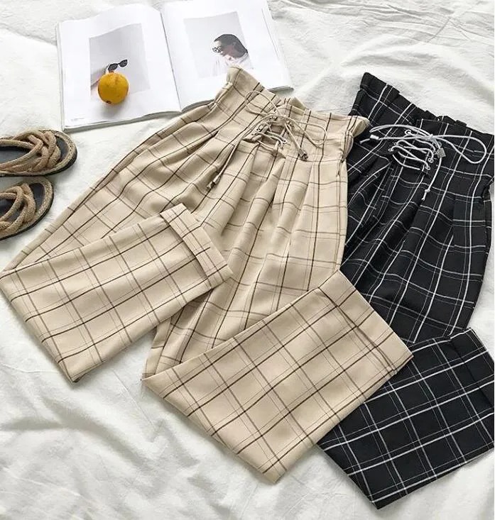 casual lace up ankle-length pants