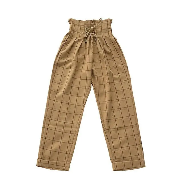 casual lace up ankle-length pants