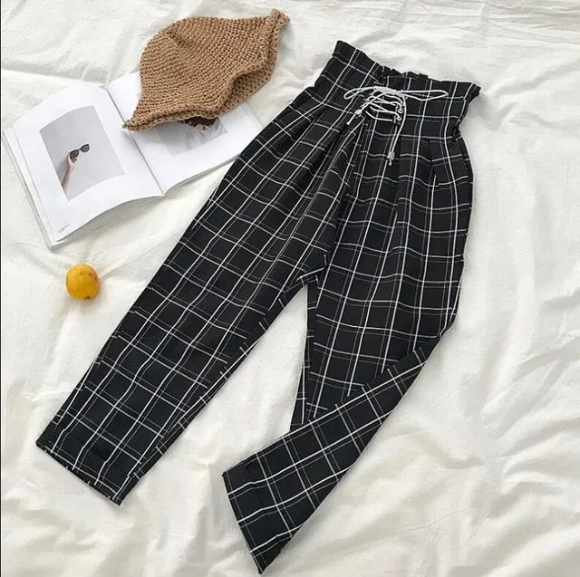 casual lace up ankle-length pants