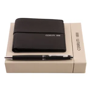 CERRUTI 1881 NPBW201A-Set Oxford Black (ballpoint pen & wallet)