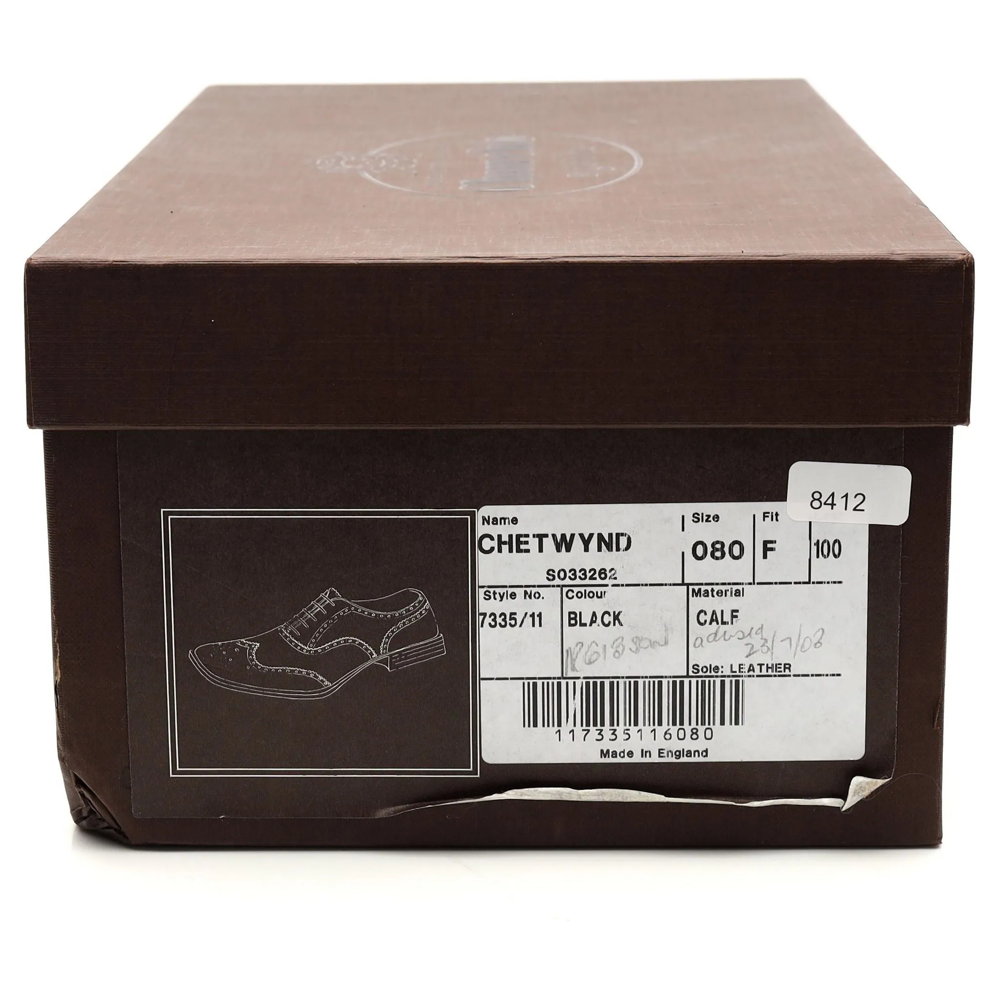 'Chetwynd' Black Leather Oxford Brogues UK 8 F