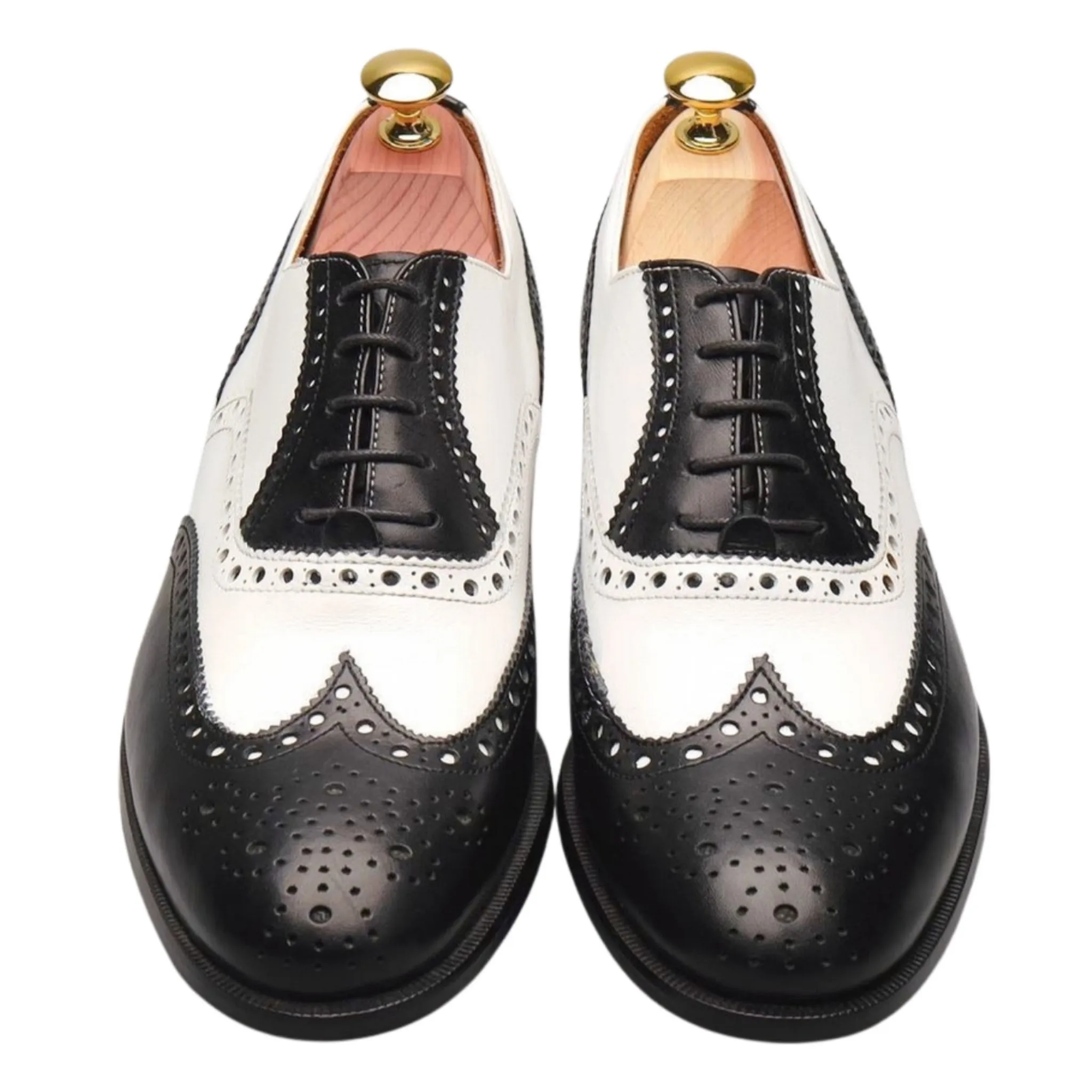 'Chicago' Black and White Leather Oxford Brogue UK 7.5