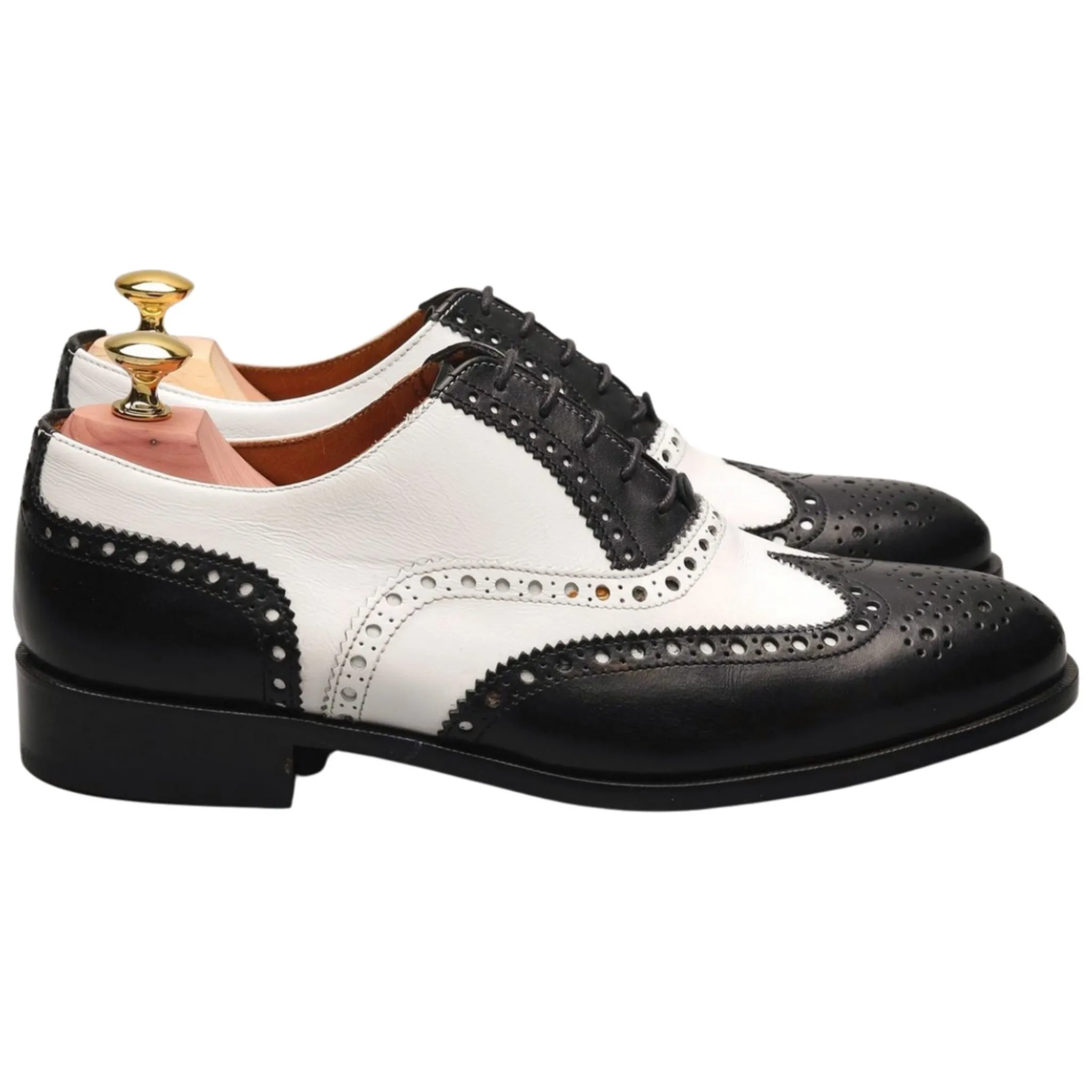 'Chicago' Black and White Leather Oxford Brogue UK 7.5
