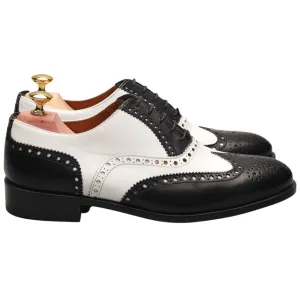 'Chicago' Black and White Leather Oxford Brogue UK 7.5