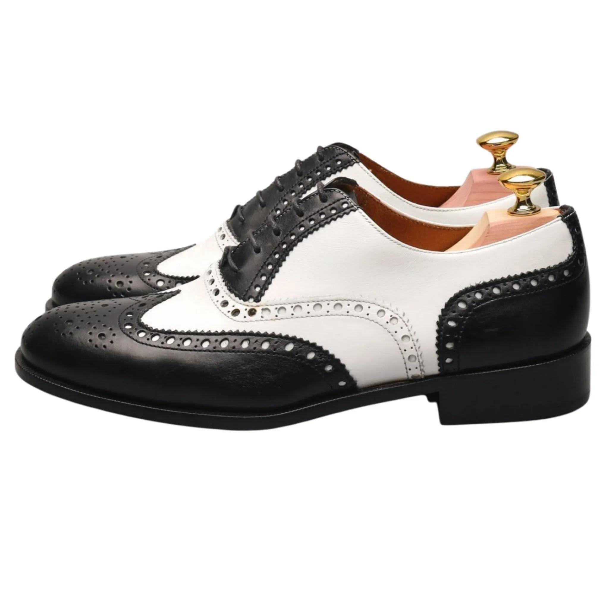 'Chicago' Black and White Leather Oxford Brogue UK 7.5