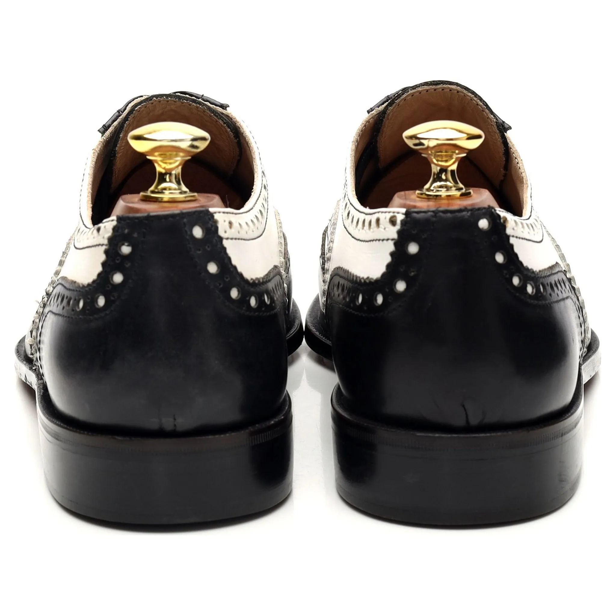 'Chicago' Black and White Leather Oxford Spectator Brogue UK 8.5
