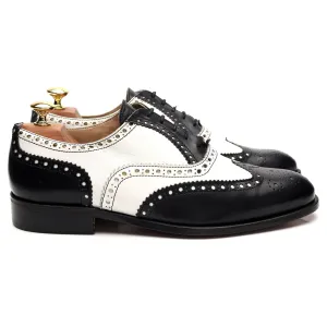 'Chicago' Black and White Leather Oxford Spectator Brogue UK 8.5