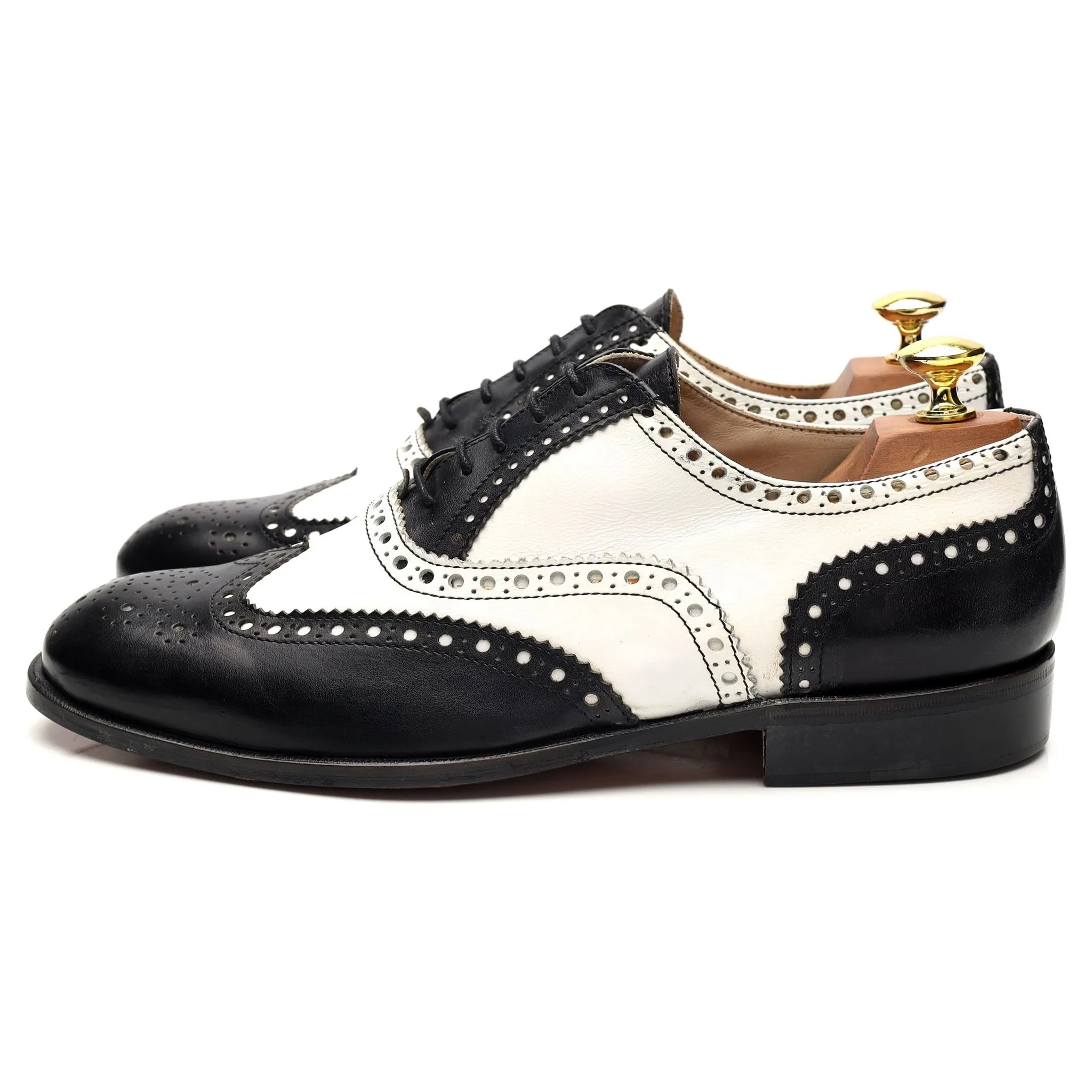 'Chicago' Black and White Leather Oxford Spectator Brogue UK 8.5