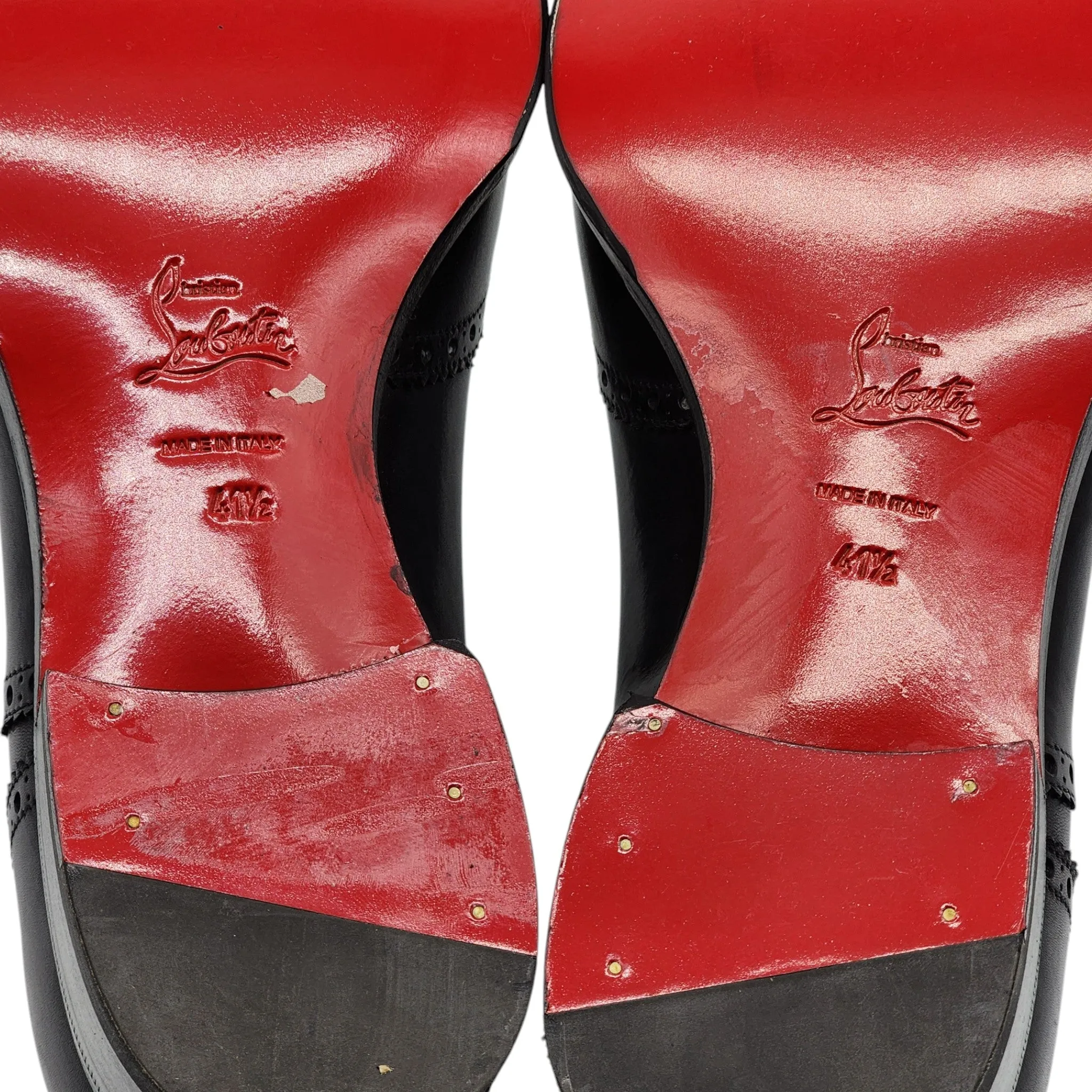 Christian Louboutin Cousin Platerissimo Brogue Shoes - Leather - Black - 41.5