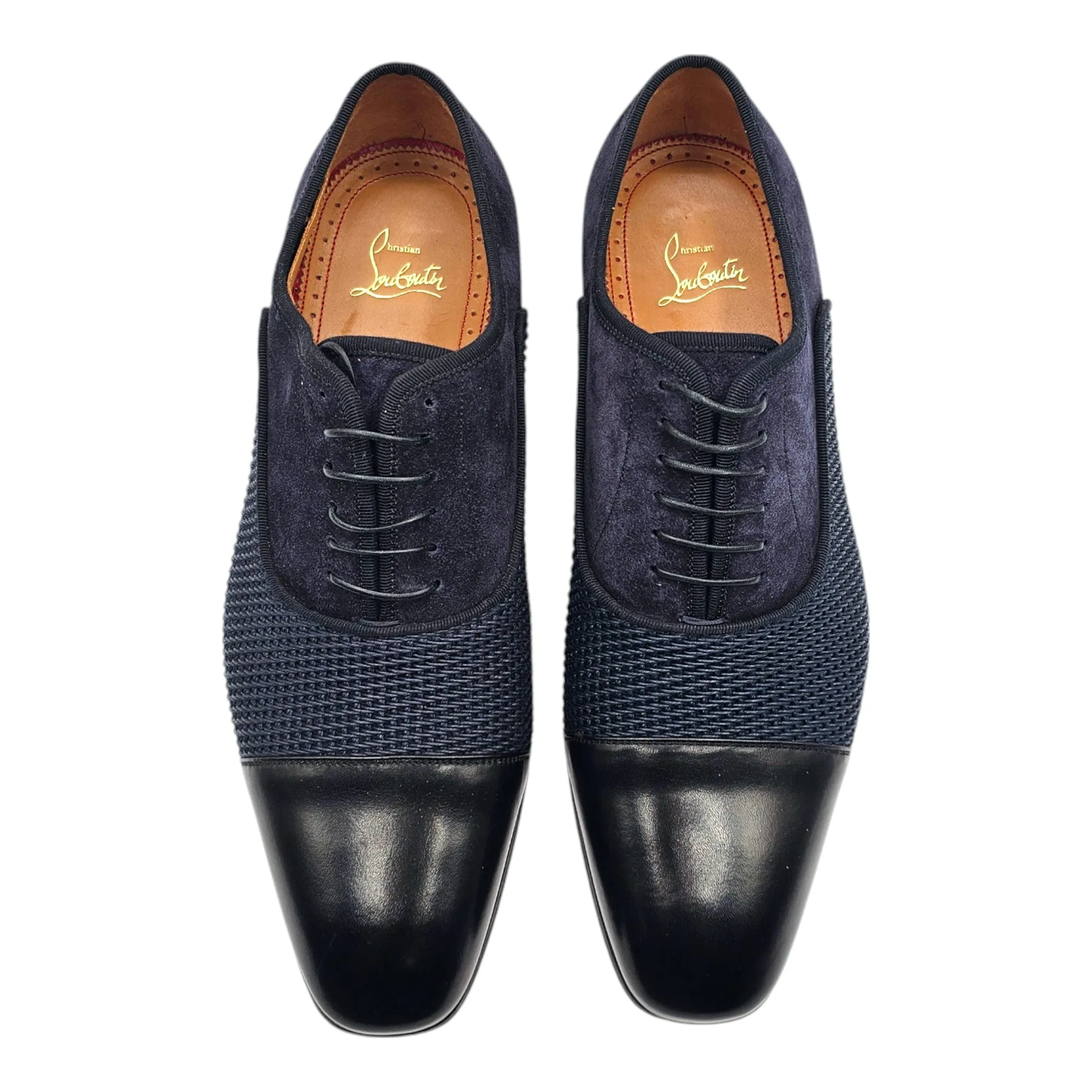 Christian Louboutin Greggo Oxford Shoes - Suede, Leather and Woven Fabric - Blue 42