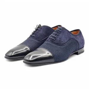 Christian Louboutin Greggo Oxford Shoes - Suede, Leather and Woven Fabric - Blue 42