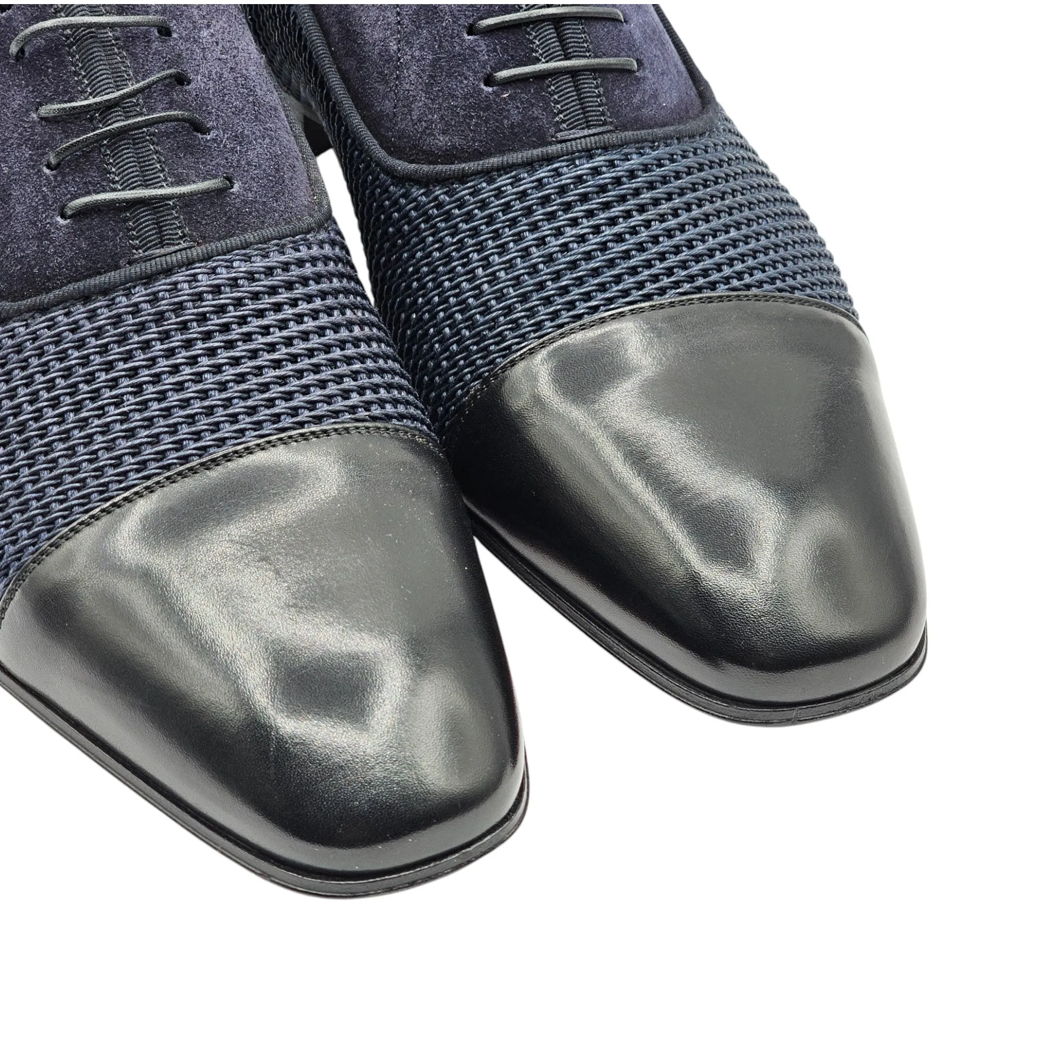 Christian Louboutin Greggo Oxford Shoes - Suede, Leather and Woven Fabric - Blue 42