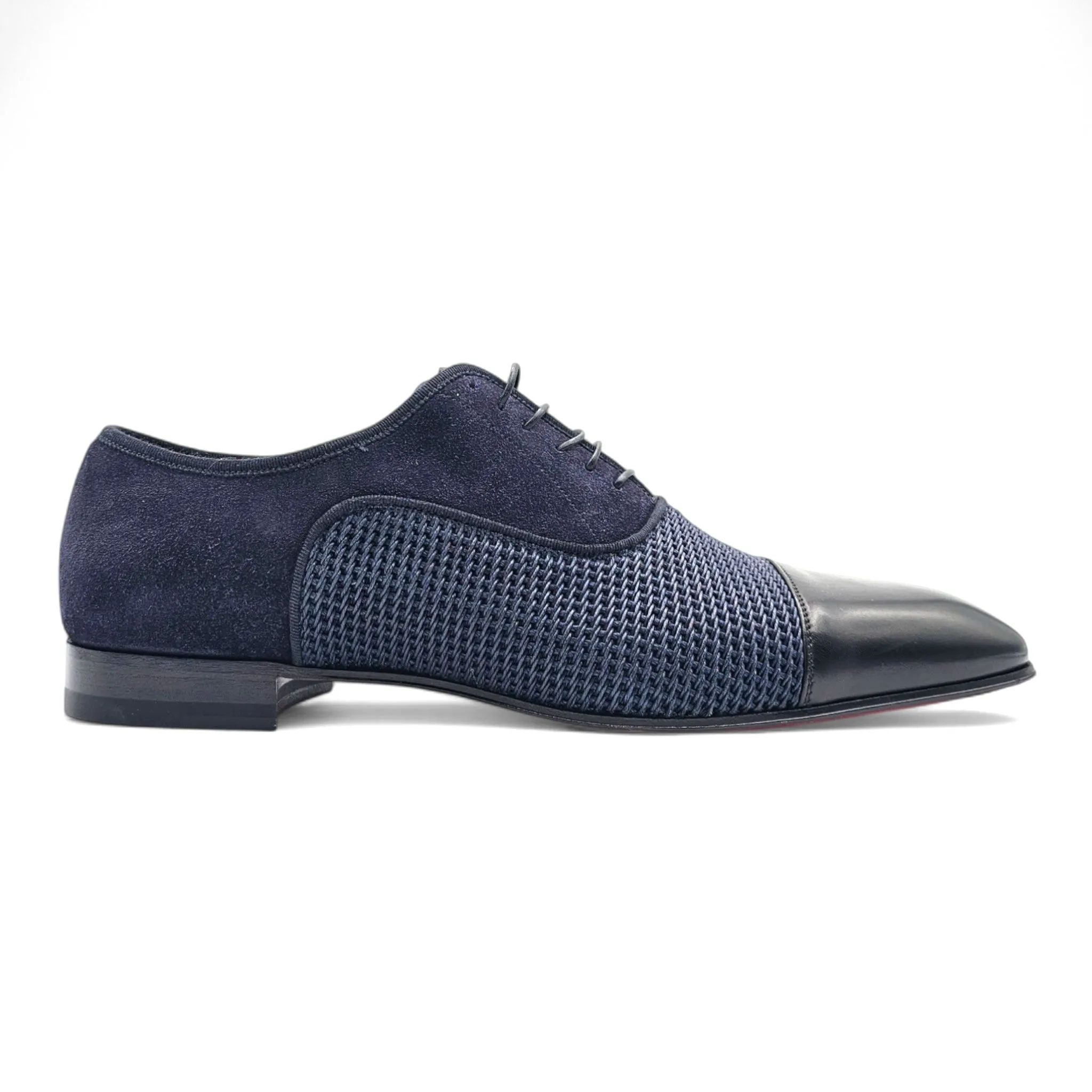 Christian Louboutin Greggo Oxford Shoes - Suede, Leather and Woven Fabric - Blue 42